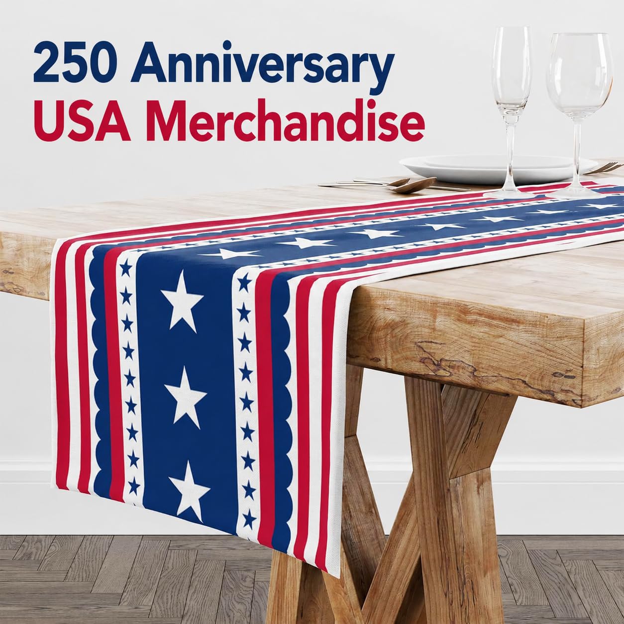 OHOME 4th of July Decorations - Patriotic USA Stars Table Runner for Home | Memorial Day Decorations - Fourth of July Accessories Decor Party Supplies Indoor Outdoor