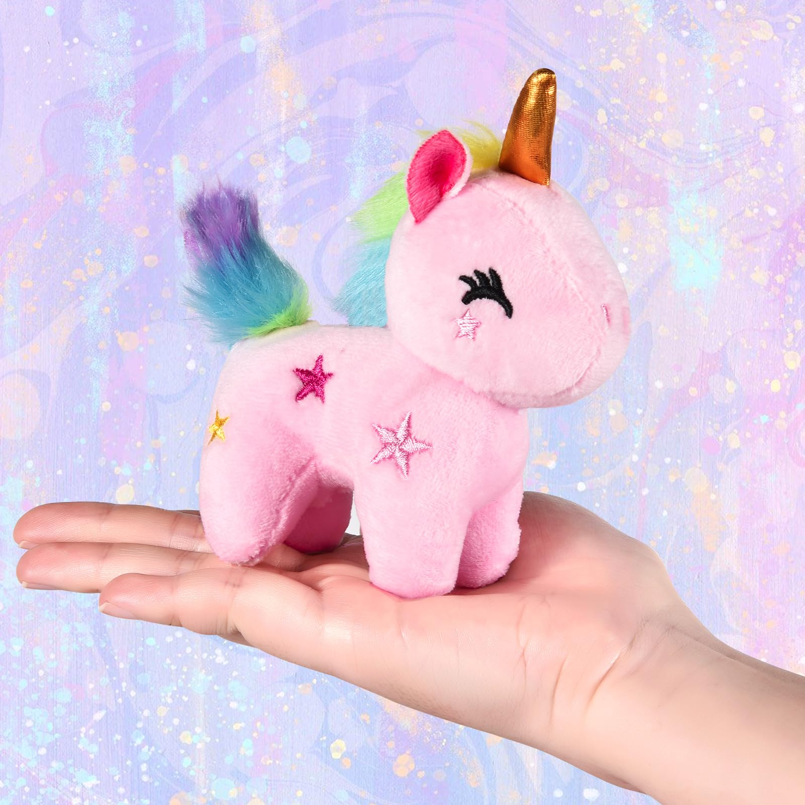 Golray 12Pcs Mini Unicorn Plush Stuffed Animals, Unicorn Party Favors Keychains for Girls Birthday, Easter Basket Stuffers, Easter Egg Fillers, Classroom Rewards Carnival Prizes Goodie Bag Stuffers