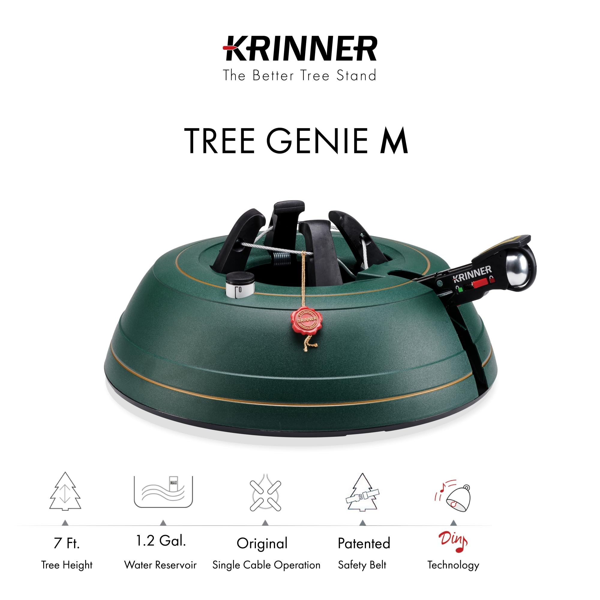 Krinner Tree Genie Medium Tree Stand, Green - Fits 7 ft Trees