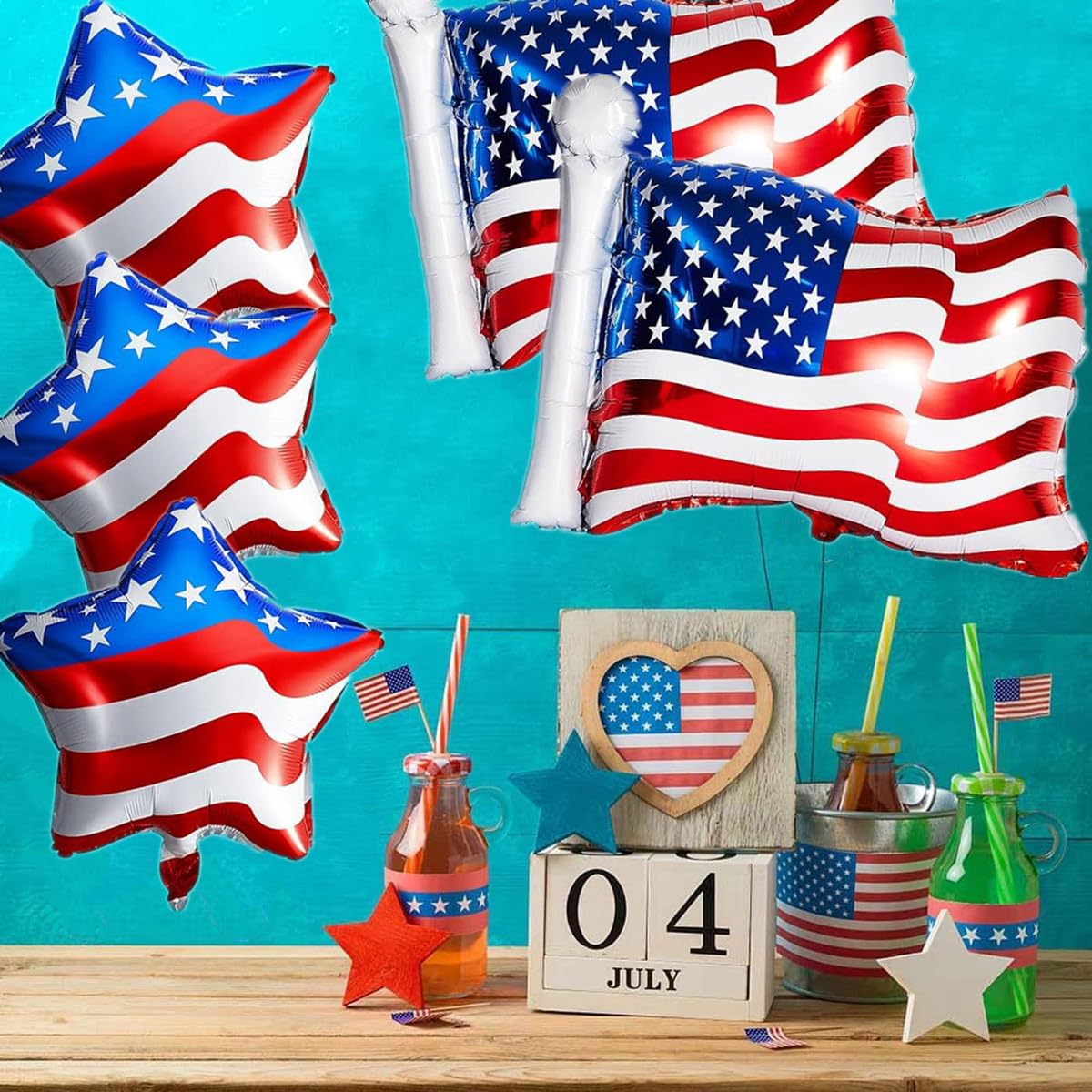 4th of July Balloons 16Pcs Patriotic Independence Day Foil Balloons American Flag Balloons for Independence Day Labor Day American Themed Birthday Party Decorations