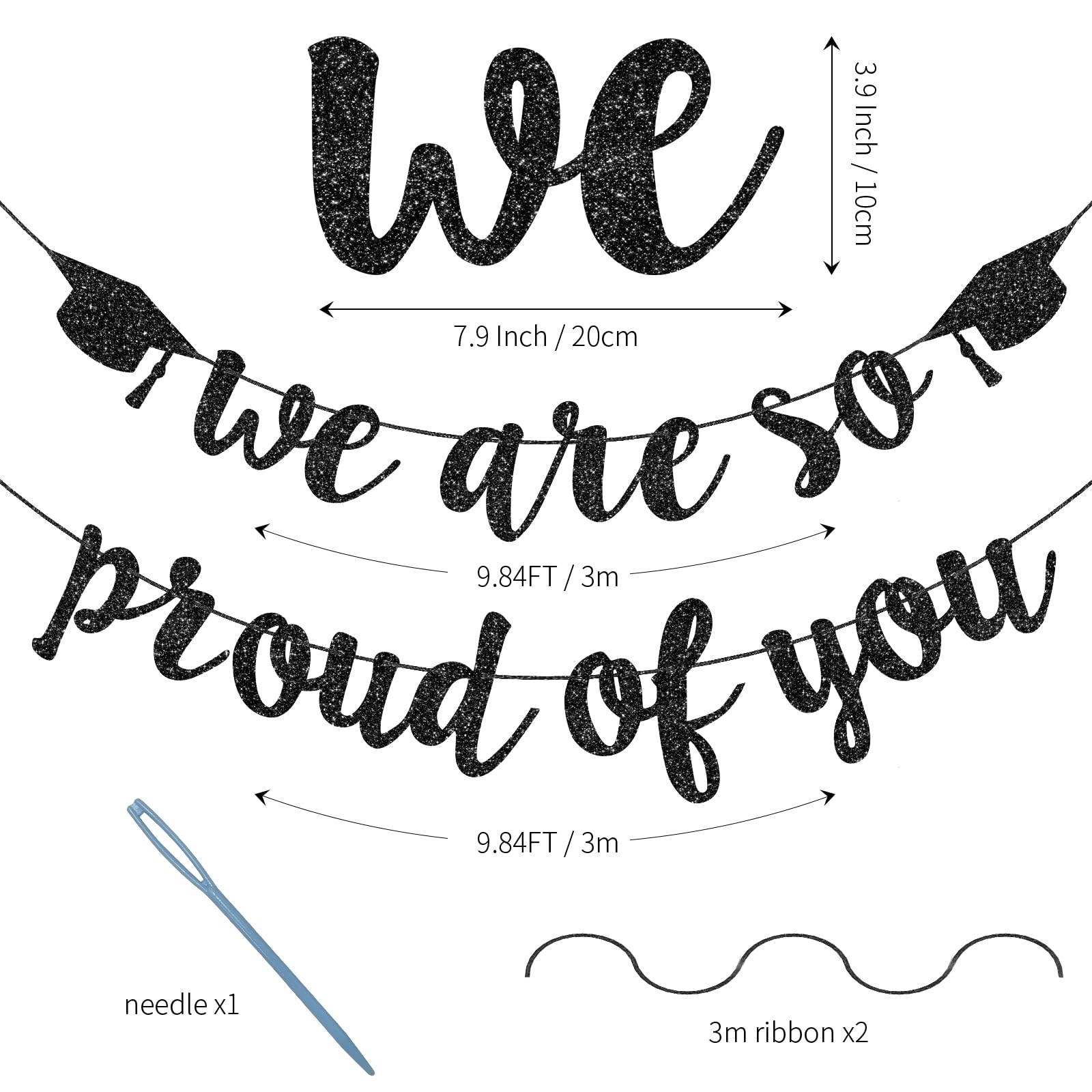 LXDNBGO Graduation Decorations 2026, Black Double-sided Glitter Graduation Banner, Congratulation Banner, Congrats Grad Sign Decor, Class of 2026 Decorations for High School College Grad Party