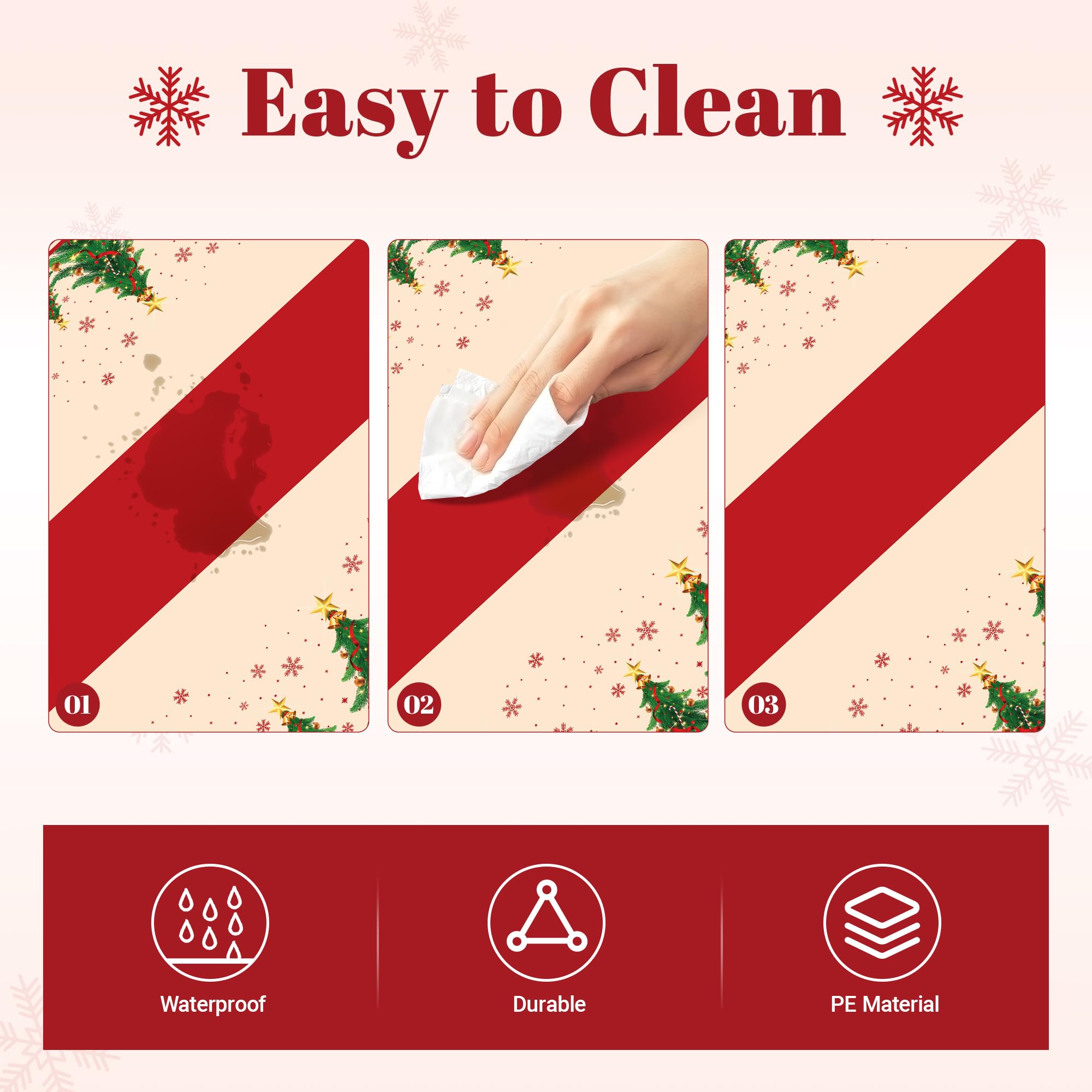 Childom 2 Pack Christmas Tablecloths,Christmas Party Decoration,54 x 108 Inch,Disposable Plastic Table Cloths Rectangular for Party Supplies,Xmas Tree Table Cover for Home,Dinner,Indoor,Outdoor,Picnic
