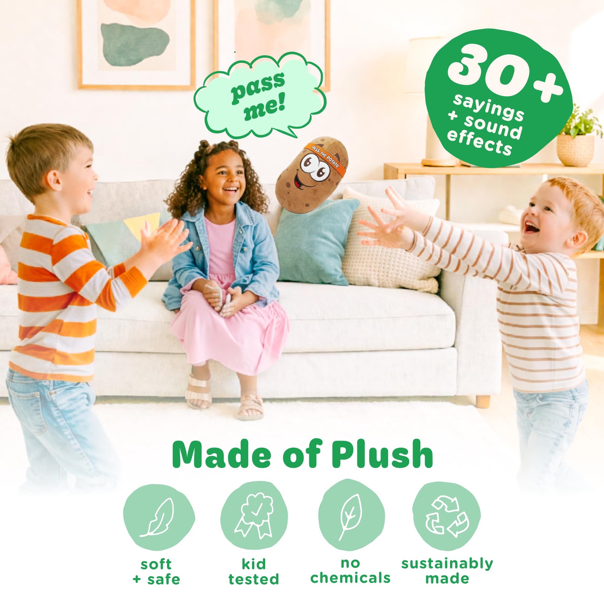 Move2Play, Pass The Potato | Hilariously Wild & Fun | Active Family Game for Kids Ages 3-8+ | Indoor Outdoor Toss Game | Party Games for Boys & Girls | Camping Travel Fun