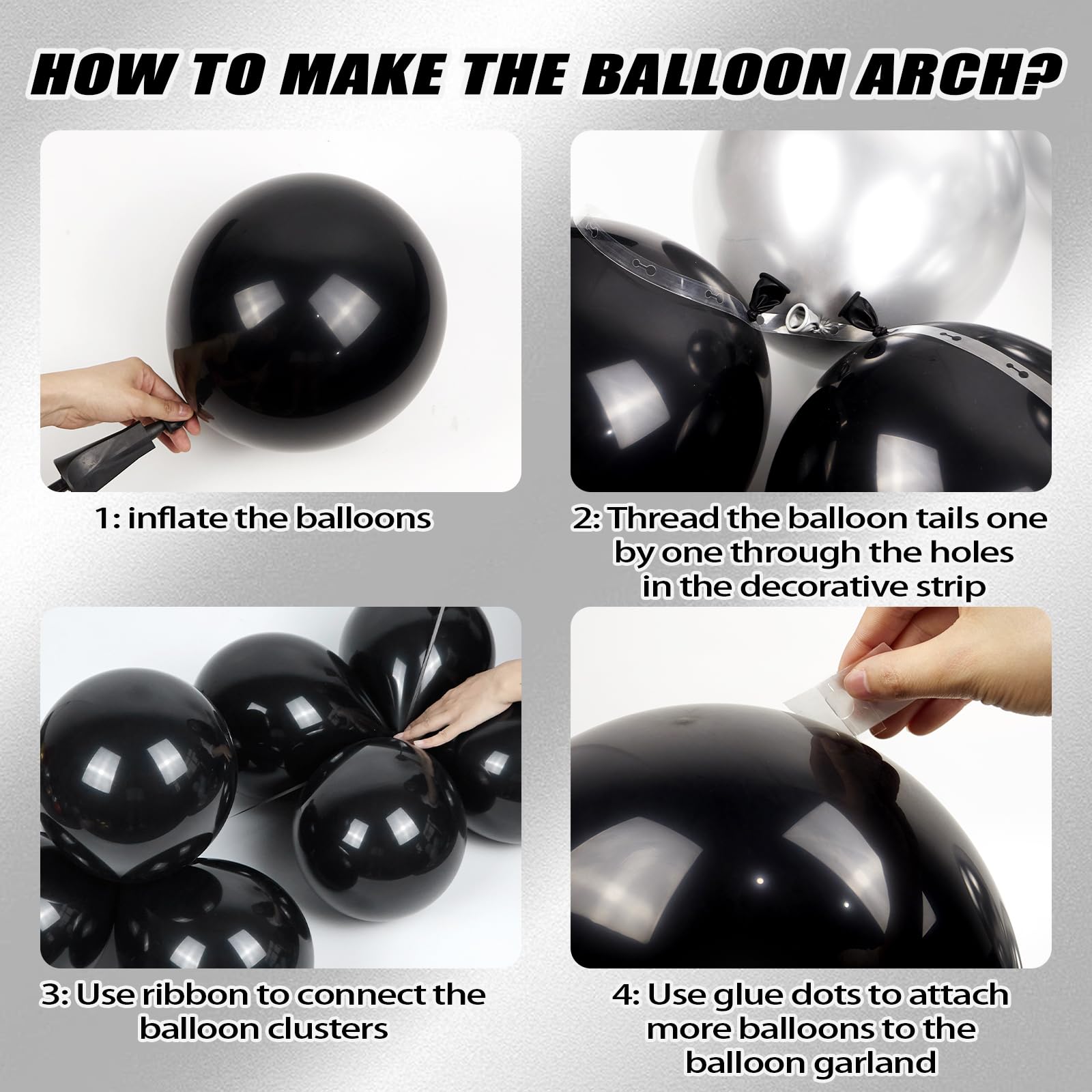 Black Birthday Decorations for Men with White Silver and Silver Balloons