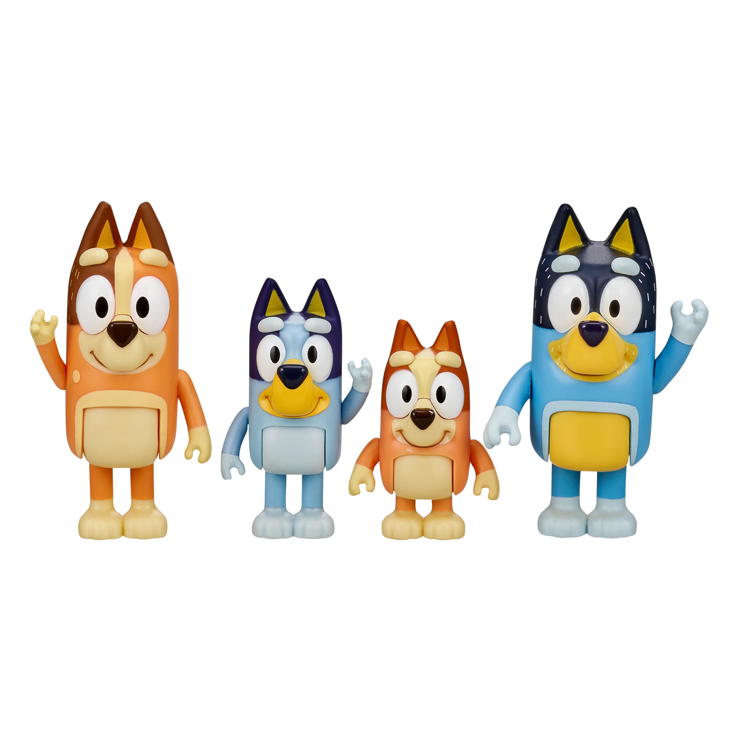Bluey Family Figure 4-Pack, Poseable Toys with Bingo & Bandit