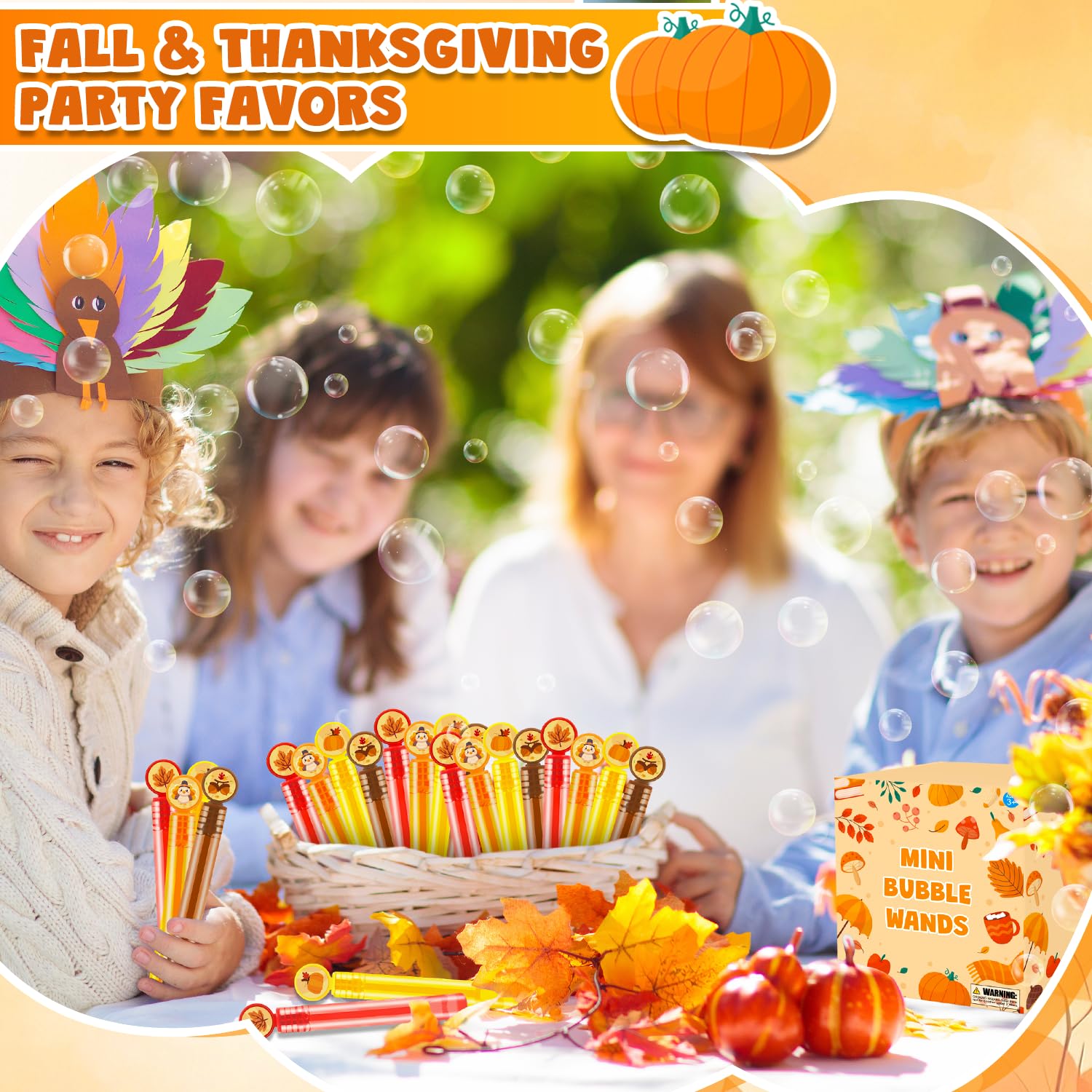 Fall Goodie Treat Bag Stuffers Prizes for Kids 32-64Pack, Autumn Small Bubbles Party Favors Supplies for Toddlers, Thanksgiving Friendsgiving Birthday Classroom Toys Gift Basket Trinkets Decorations