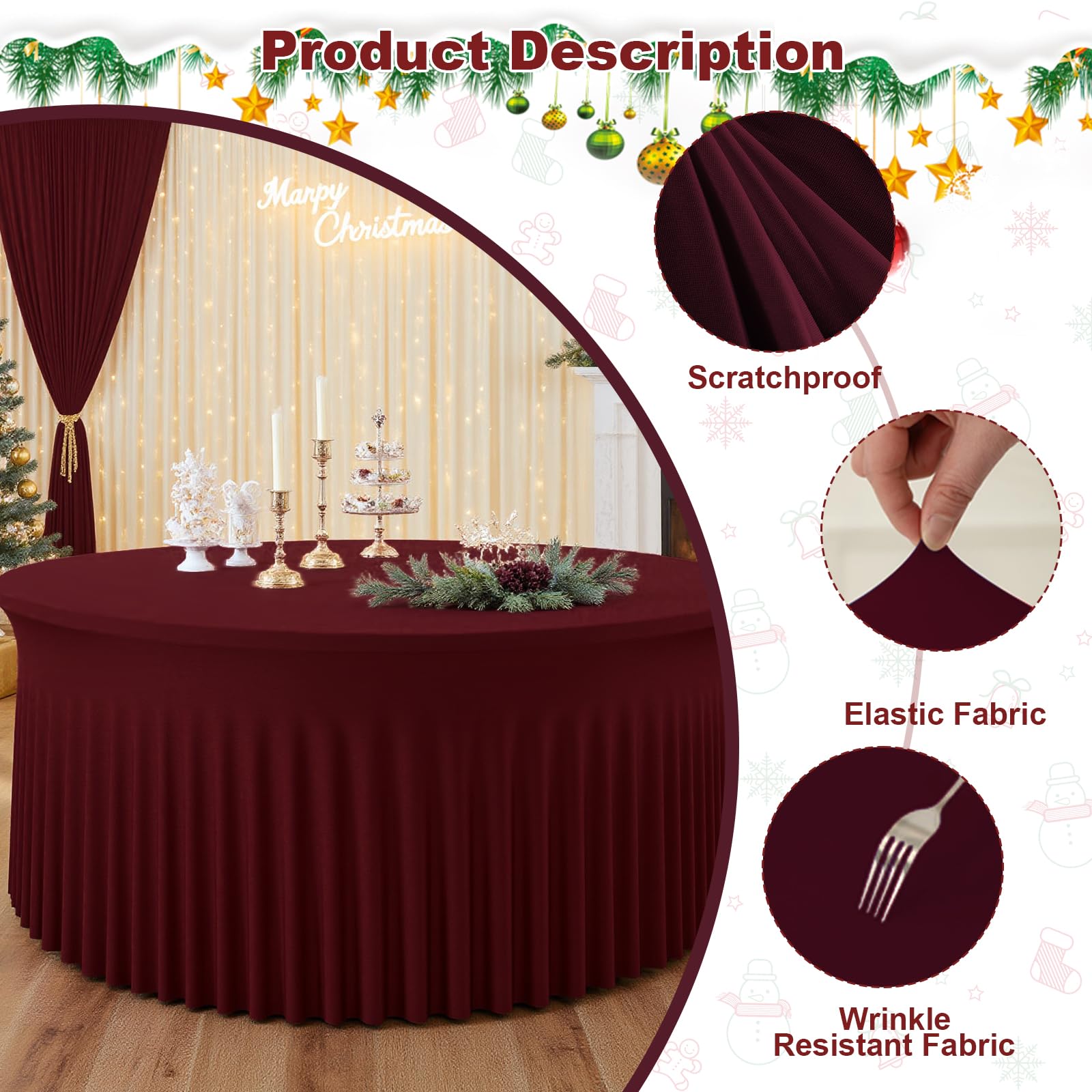 GEWONELIFE 12 Pack Burgundy Round Tablecloths for 72 Inch Tables, Wine Red Round Table Covers for Thanksgiving Dinner, Christmas Party, New Year's Eve, Fall Wedding, Banquet, Family Gathering & Event