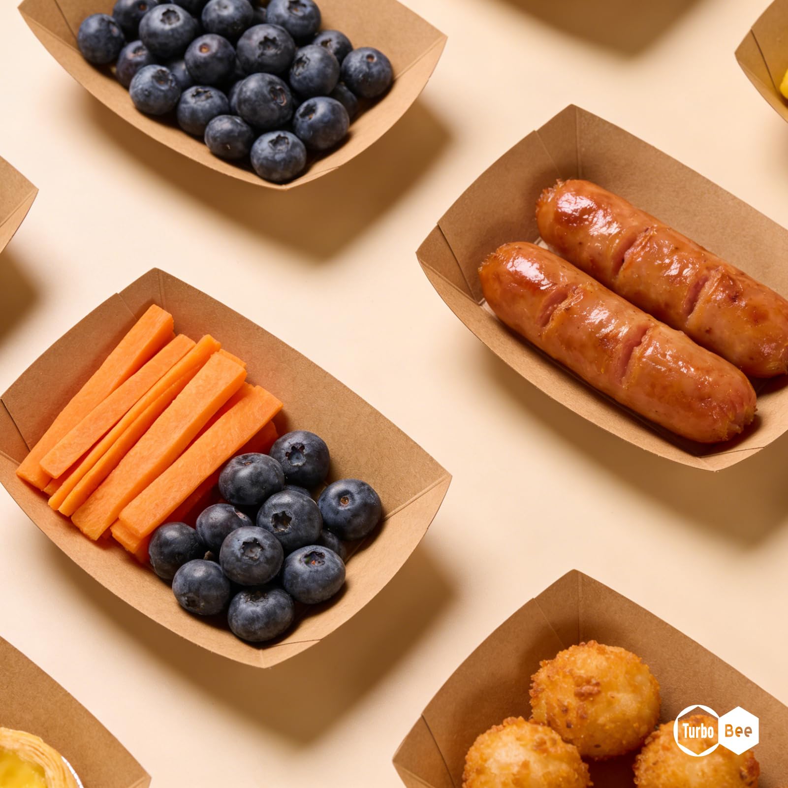 Disposable Paper Food Trays 2lb, 300 Pack Bulk Brown Paper Boats - Heavy Duty Serving Trays for Fries, Tacos, Popcorn, Hot Dogs - Great for QSR Managers, Busy Families, Events