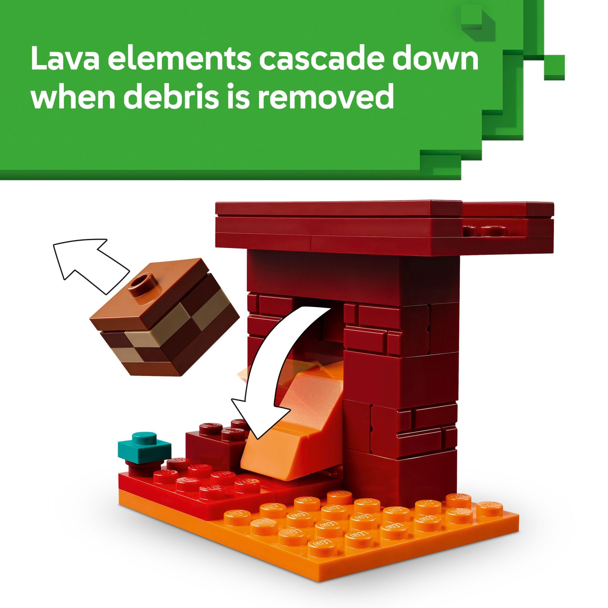 LEGO Minecraft The Nether Lava Battle Toy and Playset - Building Minecraft Toy for Kids, Ages 6+ - Alex, Wither Skeleton, Blaze and Strider Figures for Pretend Play - Gift Idea for Birthdays - 21266