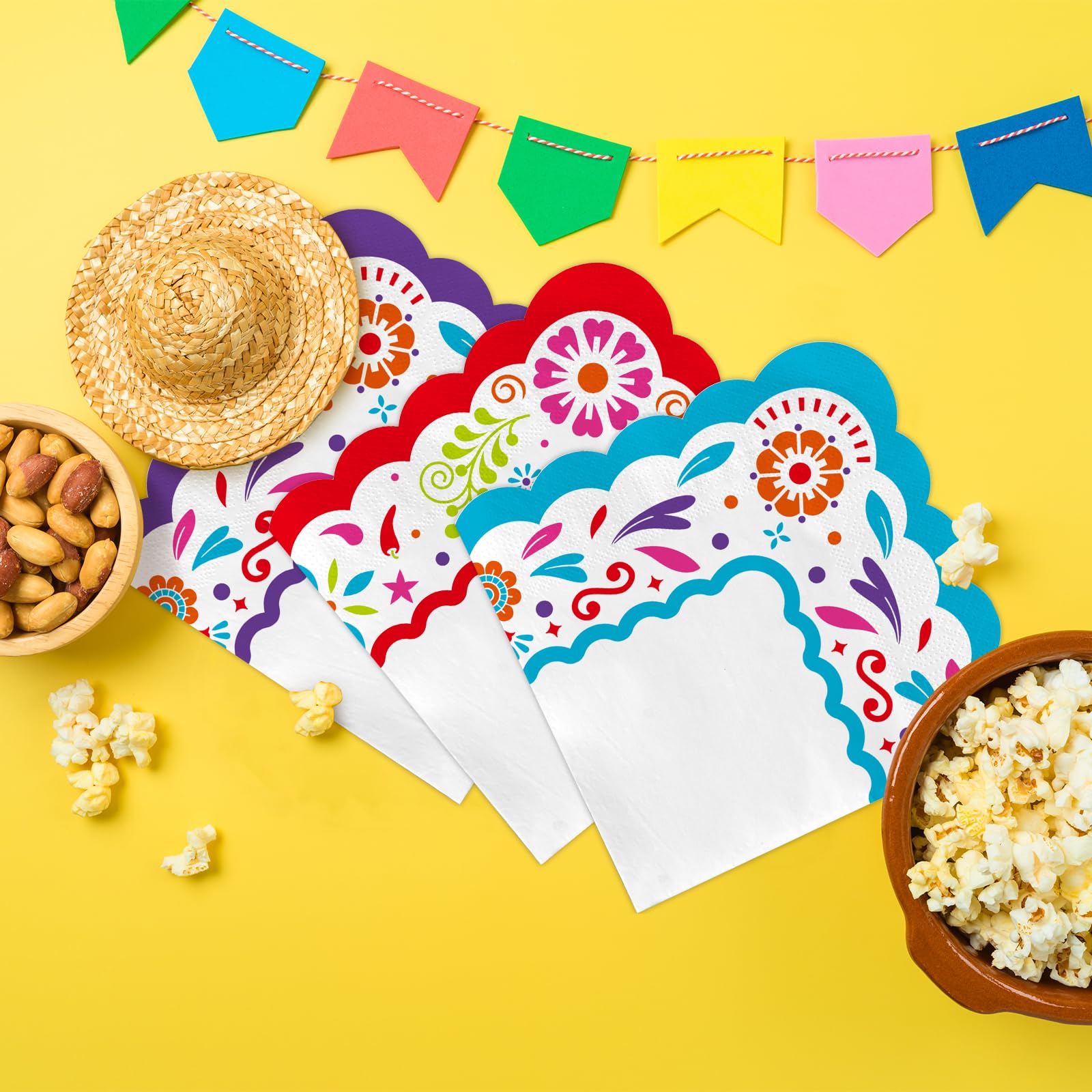 Fiesta Party Supplies Kit for 48: Complete Mexican Celebration Pack with Dinner & Dessert Paper Plates, Napkins -Cinco de Mayo, Taco Birthday & Mexican Party Decorations
