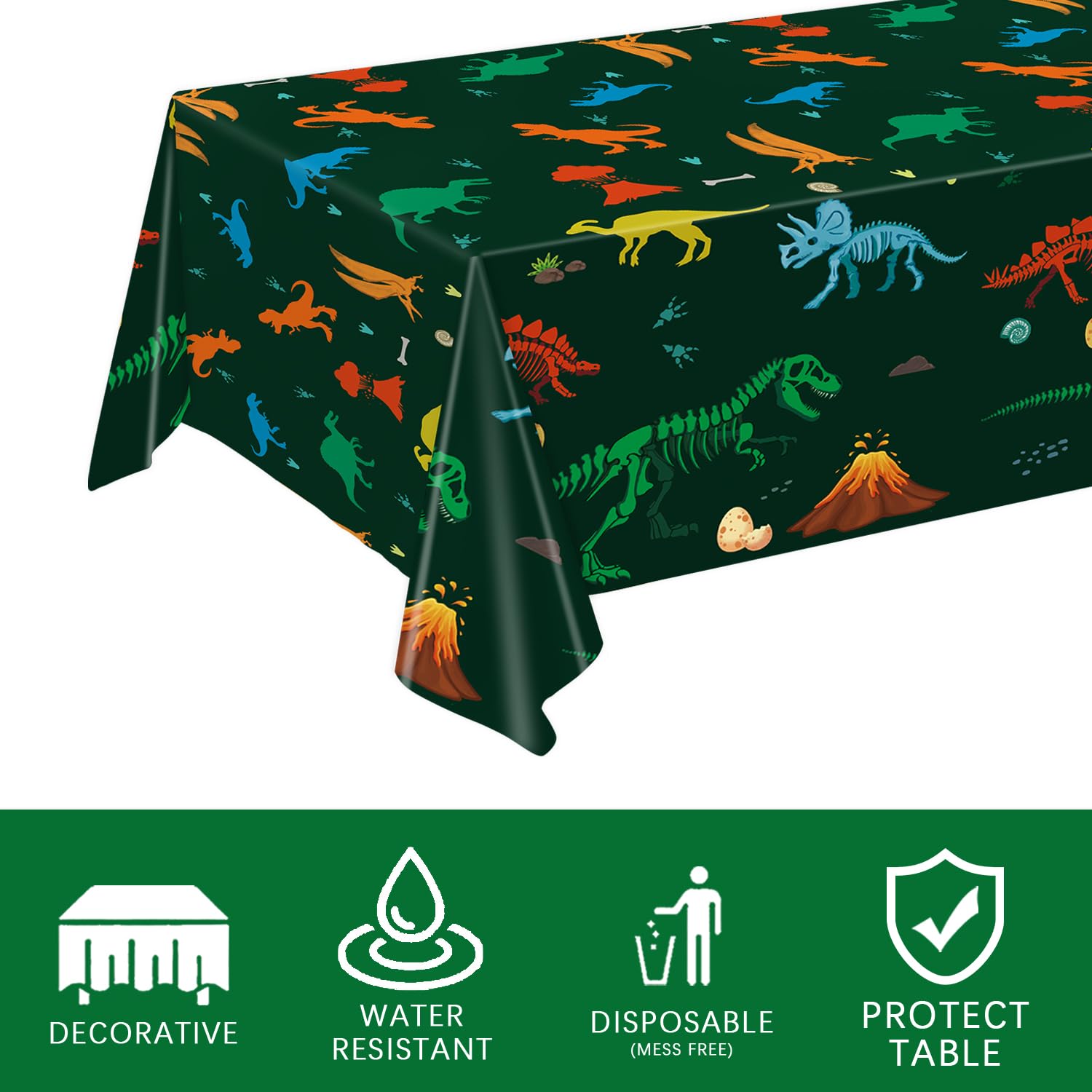 166 PCS Dinosaur Birthday Decorations, Dinosaur Party Supplies Includes Plates, Cups, Napkins, Cutlery, Banner, Tablecloth, Balloons for Dino Party Decorations, Serves 20