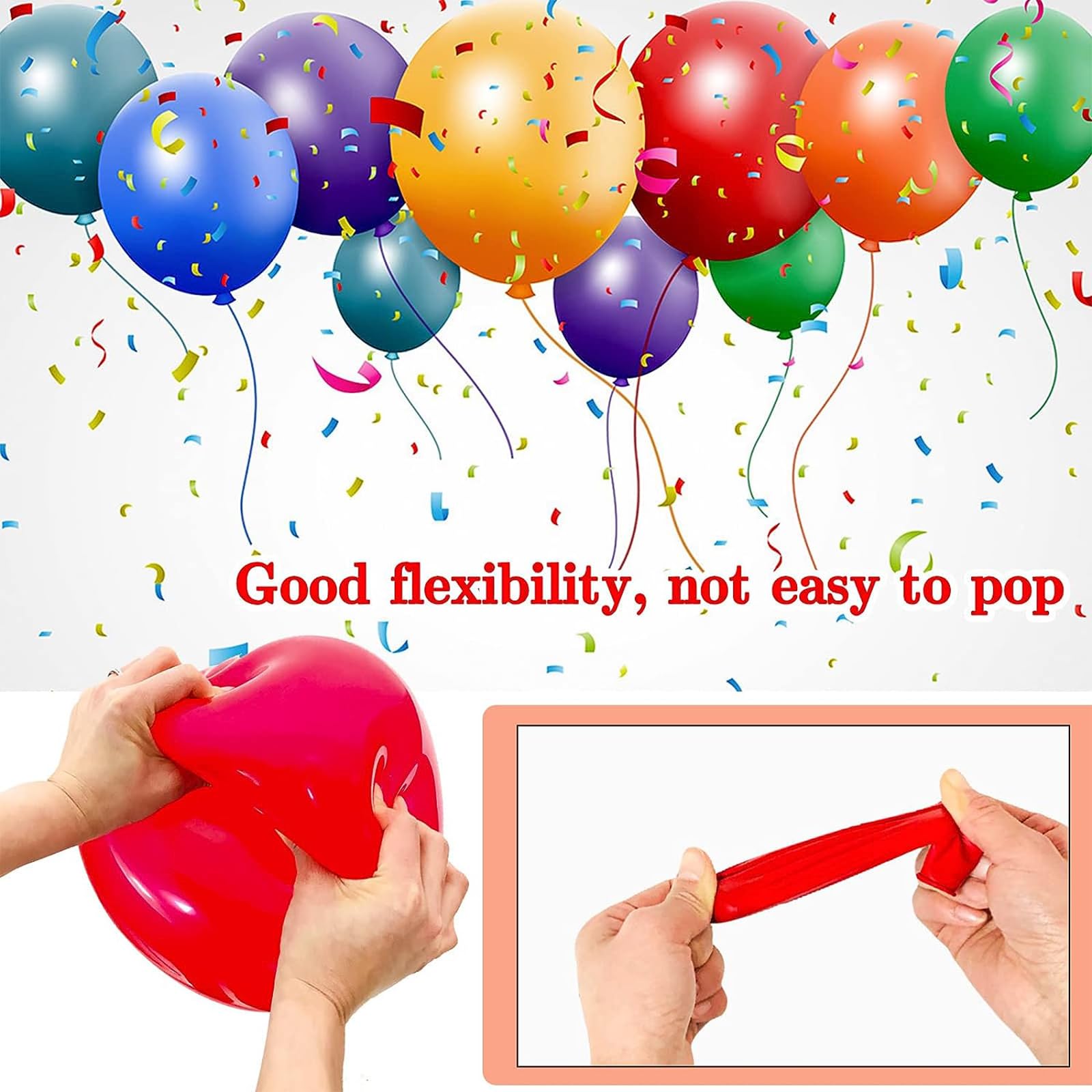 KUULBELA 68Pcs Red Black White Latex Balloons 12 Inch with Black Red Confetti Balloons for Birthday, Wedding, Baby Shower, Graduation Poker Card Party.