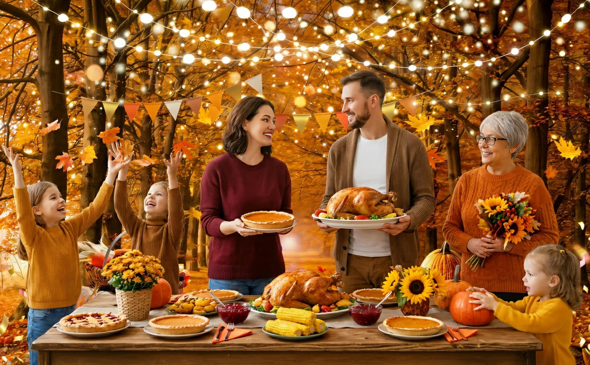 CYLYH 7x5ft Fall Photography Backdrop Autumn Maple Forest Leaves Pumpkin Party Background Thanksgiving Party Supplies Farm Harvest Event Banner Thanksgiving Photo Booth Props