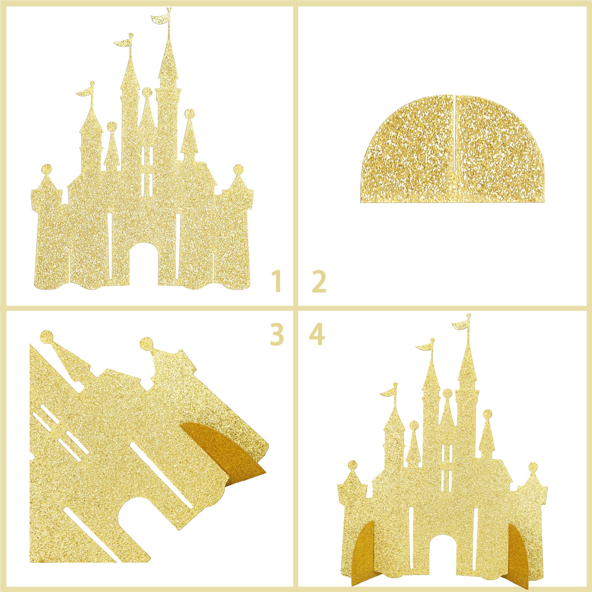 Gyufise 6 Pack Castle Centerpieces Princess Theme Table Centerpieces Glitter Table Decorations for Baby Shower Princess Girls Birthday Party Centerpieces Supplies Gold