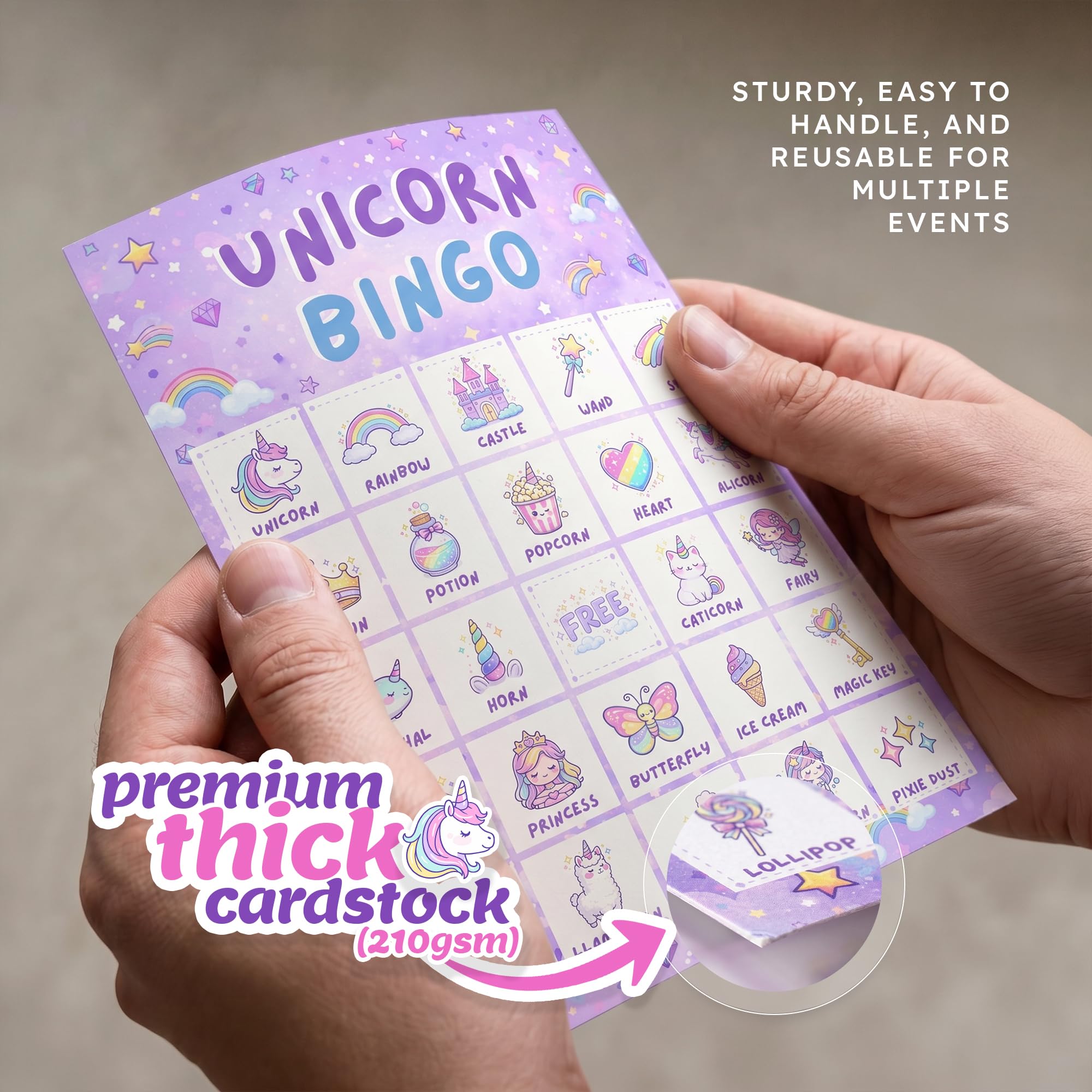 Markt Unicorn Birthday Bingo Game for Kids, Birthday Party Games, Kids Party Games Supplies, 20 Players