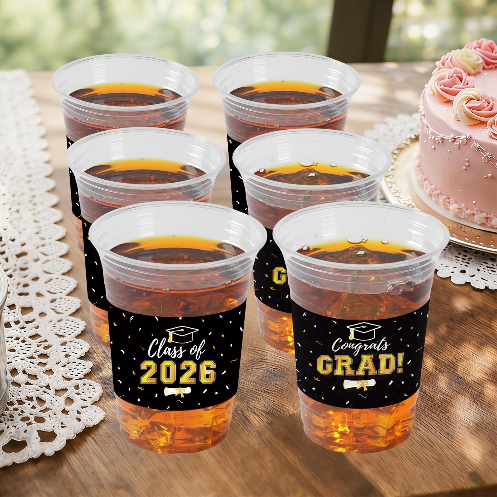 Labrostar 50Pcs Graduation Decorations 2026 Disposable Graduation Cups Congrats Grad Class of 2026 Decorations Graduation Party Supplies 16oz Black