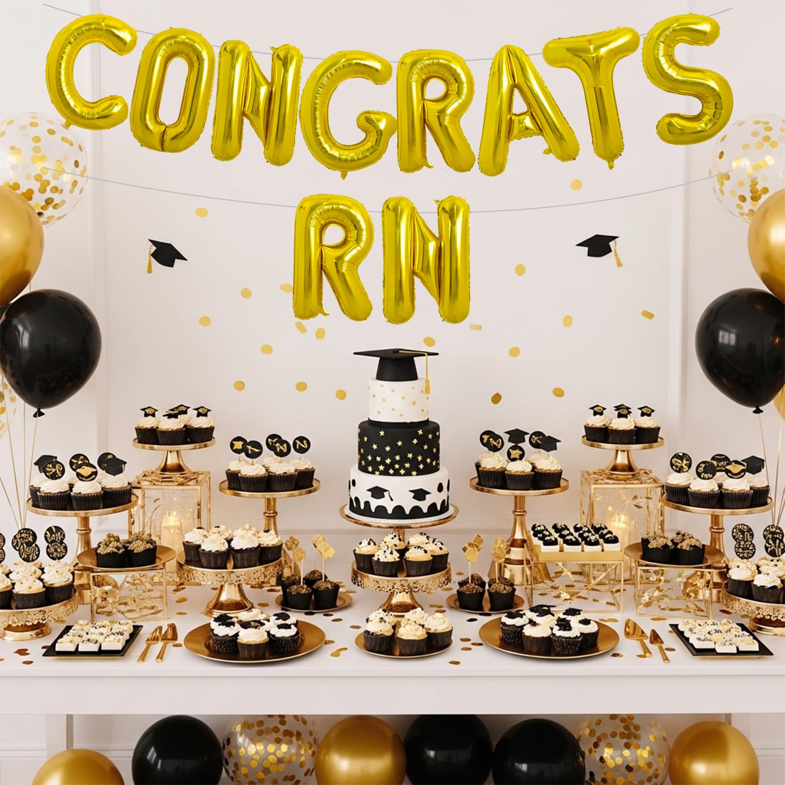 TONIFUL 2026 Nurse Graduation Decorations Gold Congrats RN 2026 Balloons 16 Inch RN 2026 Banner Class of 2026 RegisteGold Nurse Balloons Decorations 2026 Nursing Graduation Party Supplies