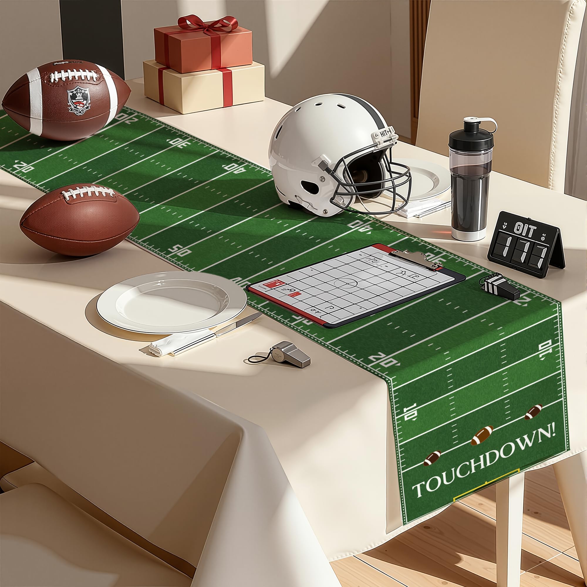 OHOME Football Party Decorations for Super Game Bowl 2027 - Game Day Table Runner | Football Decor Party Supplies - Game Day Theme Birthday Decorations Holiday Banner for Home