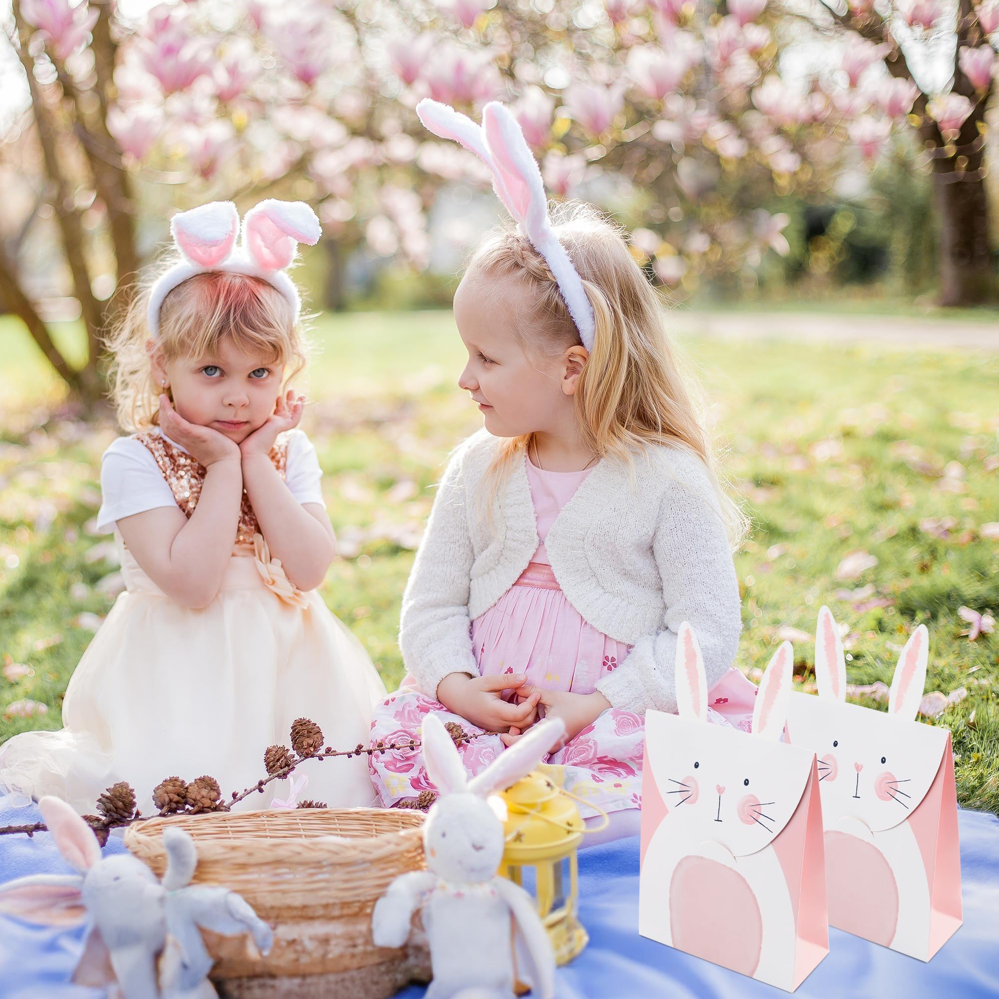 Cheerland Bunny Gift Bags Easter Bag Rabbit Party Decorations Bunny Goodie Bags Some Bunny is One Birthday Decoration Easter Party Favors Treat Bags for Spring Birthday Tea Party Supplies