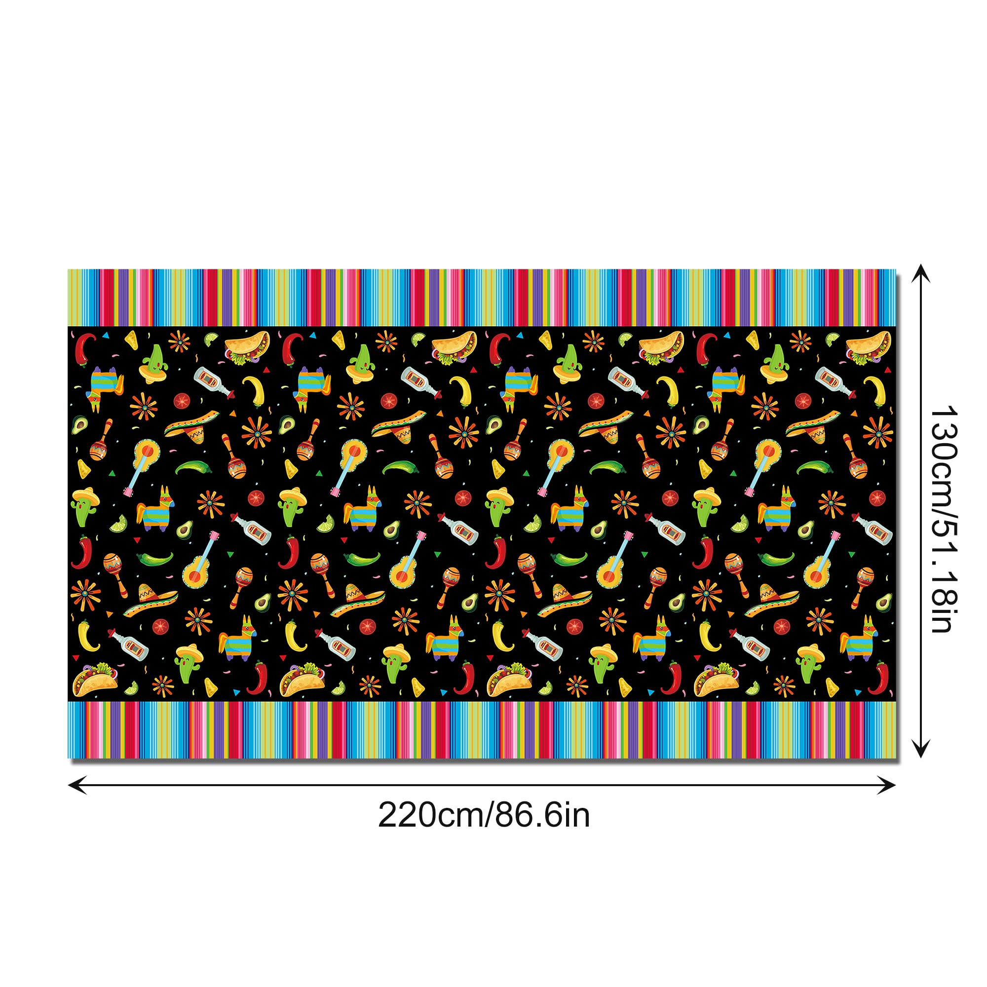 Lide Road 2 Pieces Mexican Fiesta Party Tablecloth Cinco De Mayo Party Table Covers Mexico Tablecovers for Fiesta Taco Night Birthday Cinco De Mayo Spanish Mexicans Themed 54x87 in