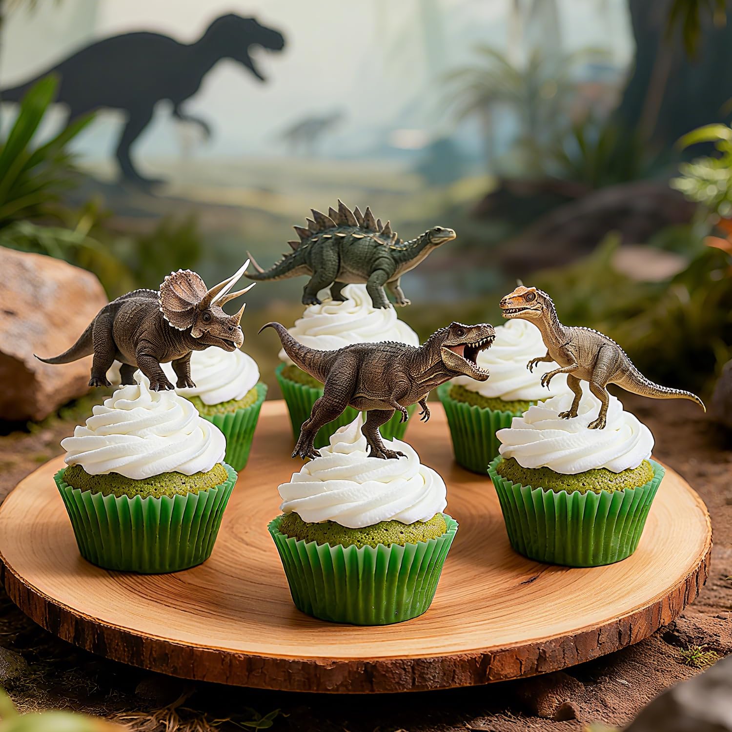 ALISSAR 36 Pcs Dinosaur Cupcake Toppers - Dino Cake Toppers, Dinosaur Cake Decorations, Party Favors, Dino Party Decorations, Dinosaur Birthday Decorations
