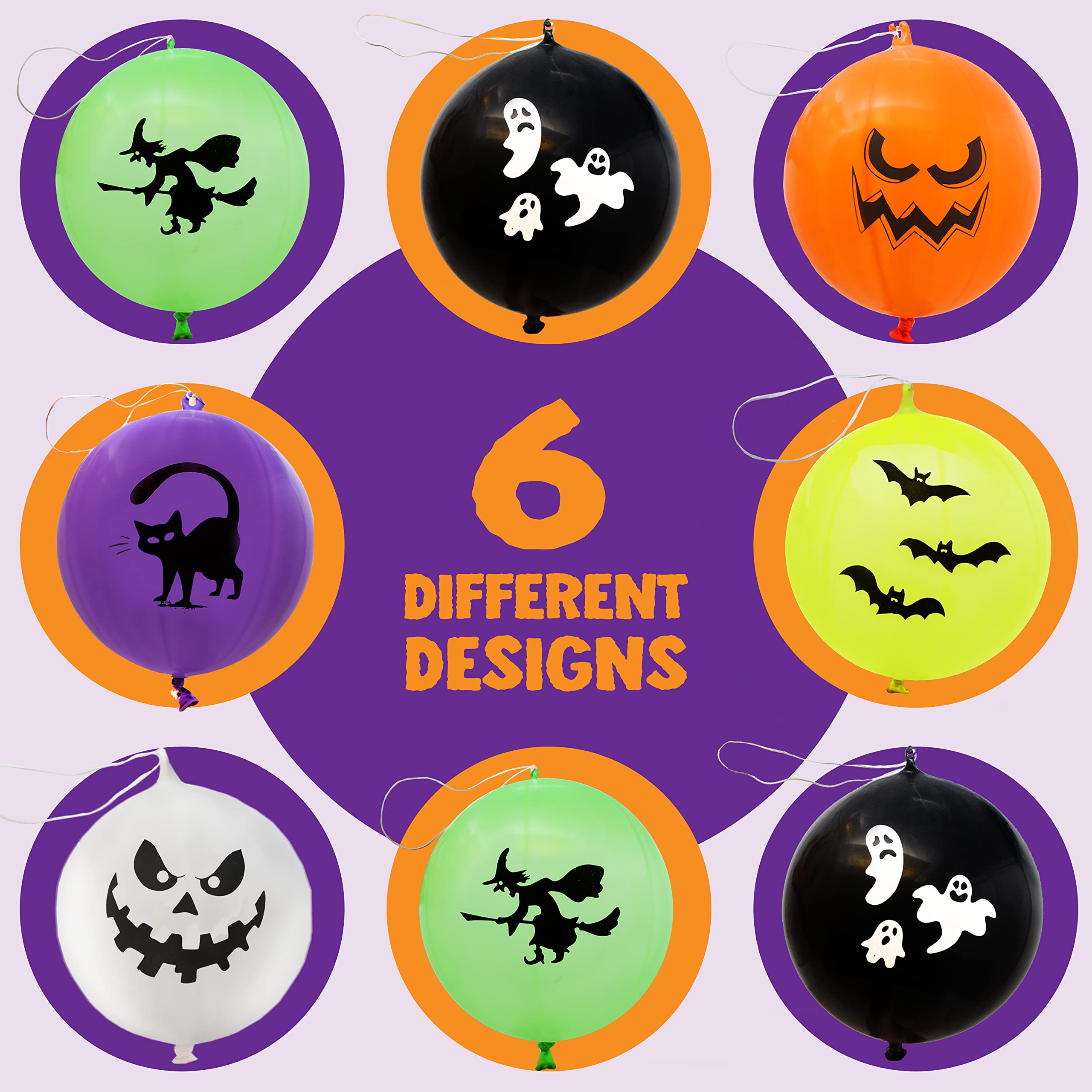 JOYIN 36 Pieces Halloween Punch Balloons for Halloween Punching Balloon Party Favor Supplies Decorations, Trick or Treat Toys,School Classroom Game
