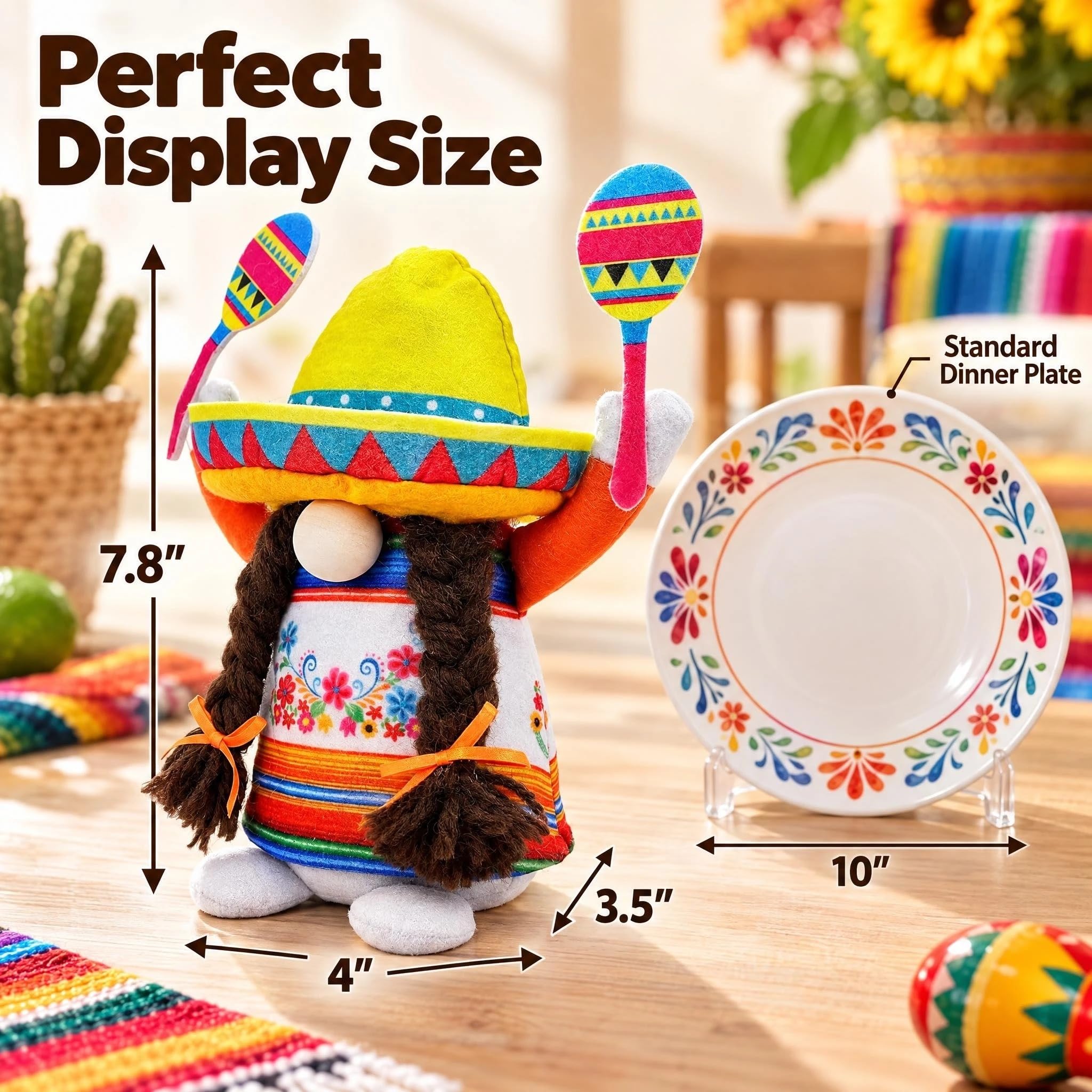 Lovinland Cinco de Mayo Decorations - Cinco de Mayo Plush Gnomes for Home, Office - Mexican Theme Party Decorations Supplies - Taco Fiesta Doll Table Centerpieces Decor - Carnival Festivals Figurine