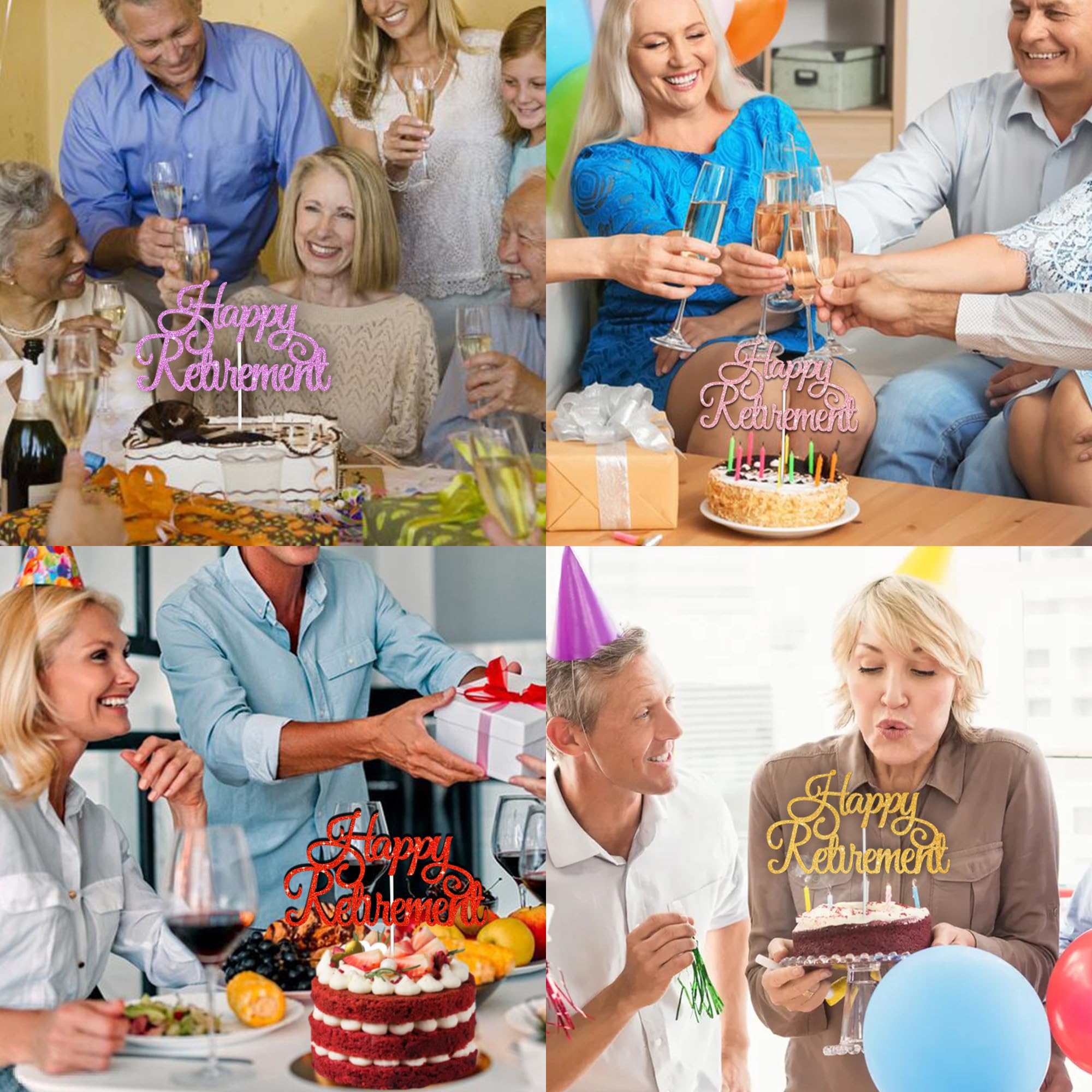 BEISHIDA Happy Retirement Cake Topper Gold Glitter Cake Decoration Retirement Cake Decoration I am Retired Cake Decorations No Work Zone For Men Women Retirement Party Supplies Photo Booth Props