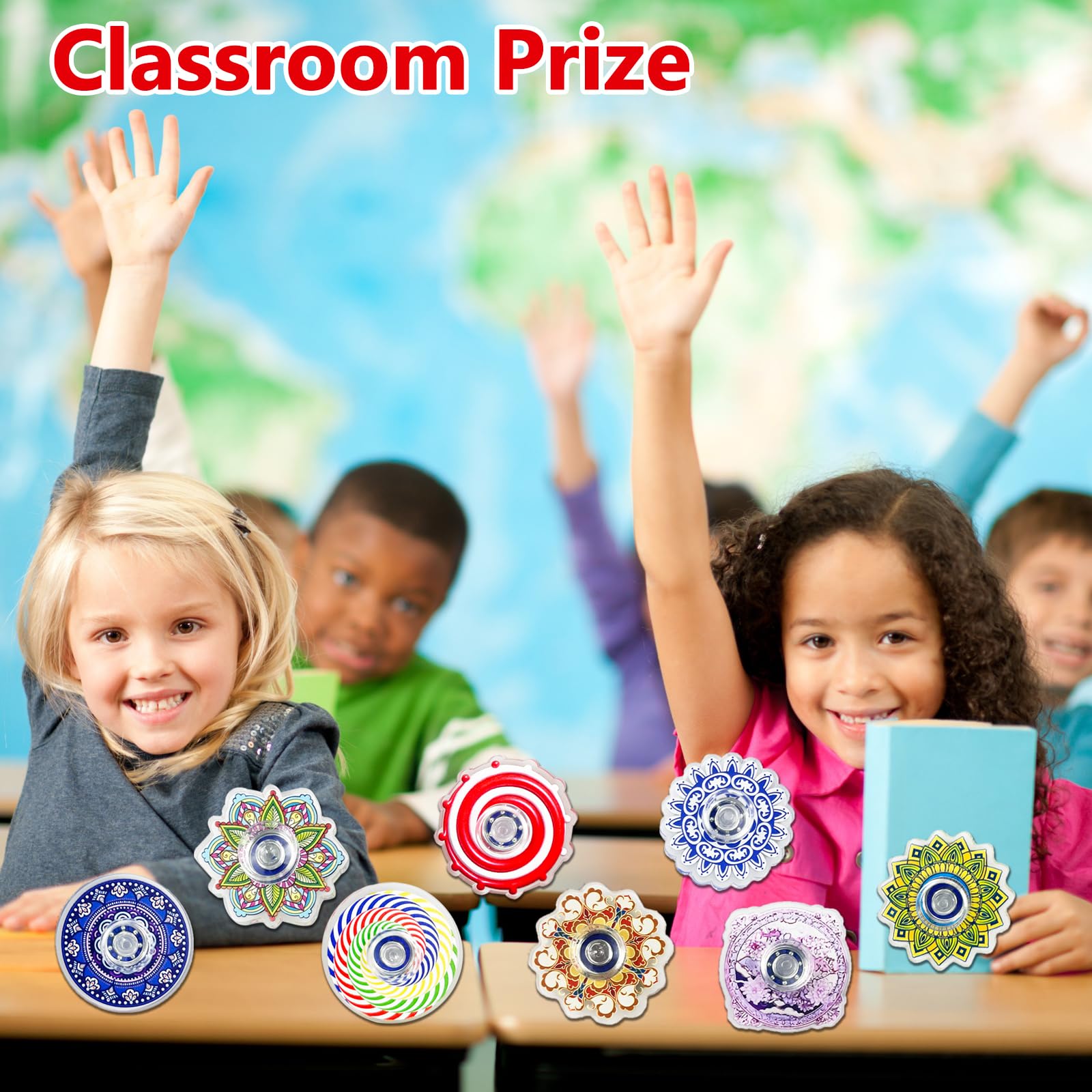 40 Pack Fidget Toys Bulk, Mini Fidget Spinners, Classroom Prizes for Kids