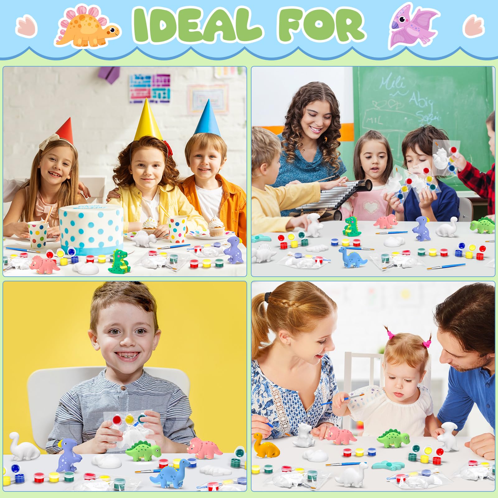 20 Set Dinosaur Ceramic Painting Kit Christmas Dinosaur Party Favors