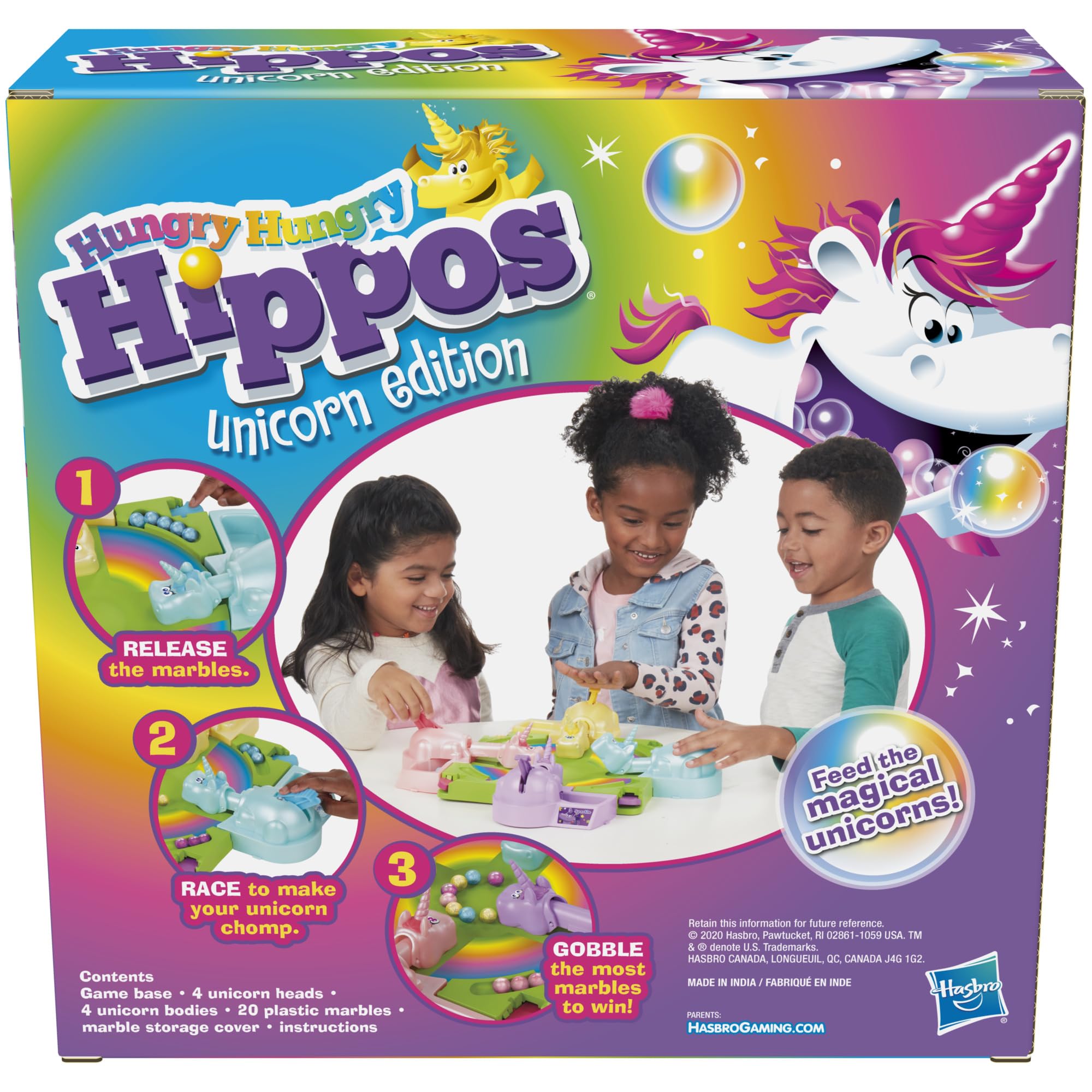 Hasbro Gaming Hungry Hippos Unicorn Edition Board Game (Amazon Exclusive)