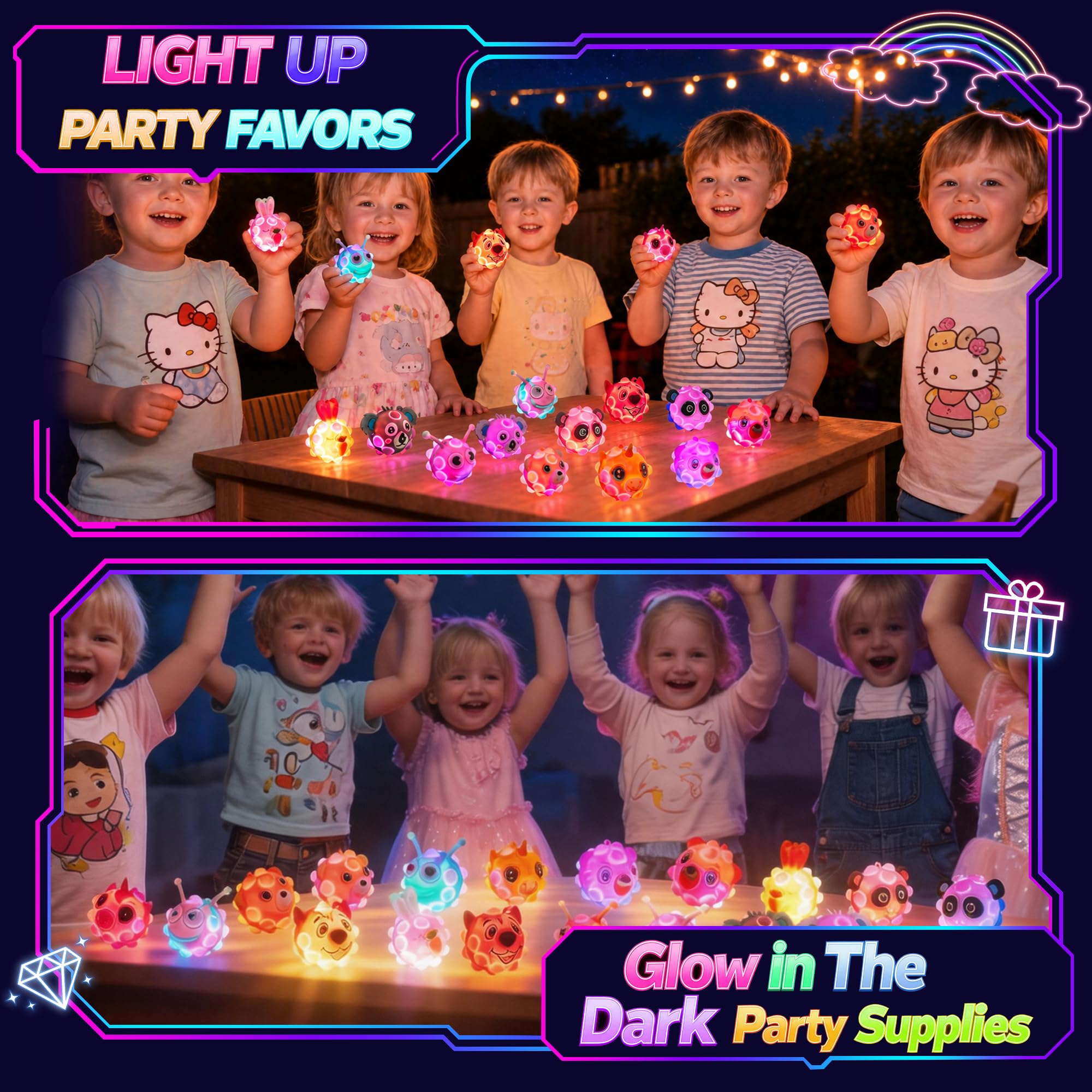 18 Pack Light Up Animal Pop Balls, Party Favors for Kids, Goodie Bag Stuffers, Treasure Box Prizes, Halloween Non-Candy Treats for Kids, Stocking Stuffers, Pinata Stuffers, Classroom Prizes