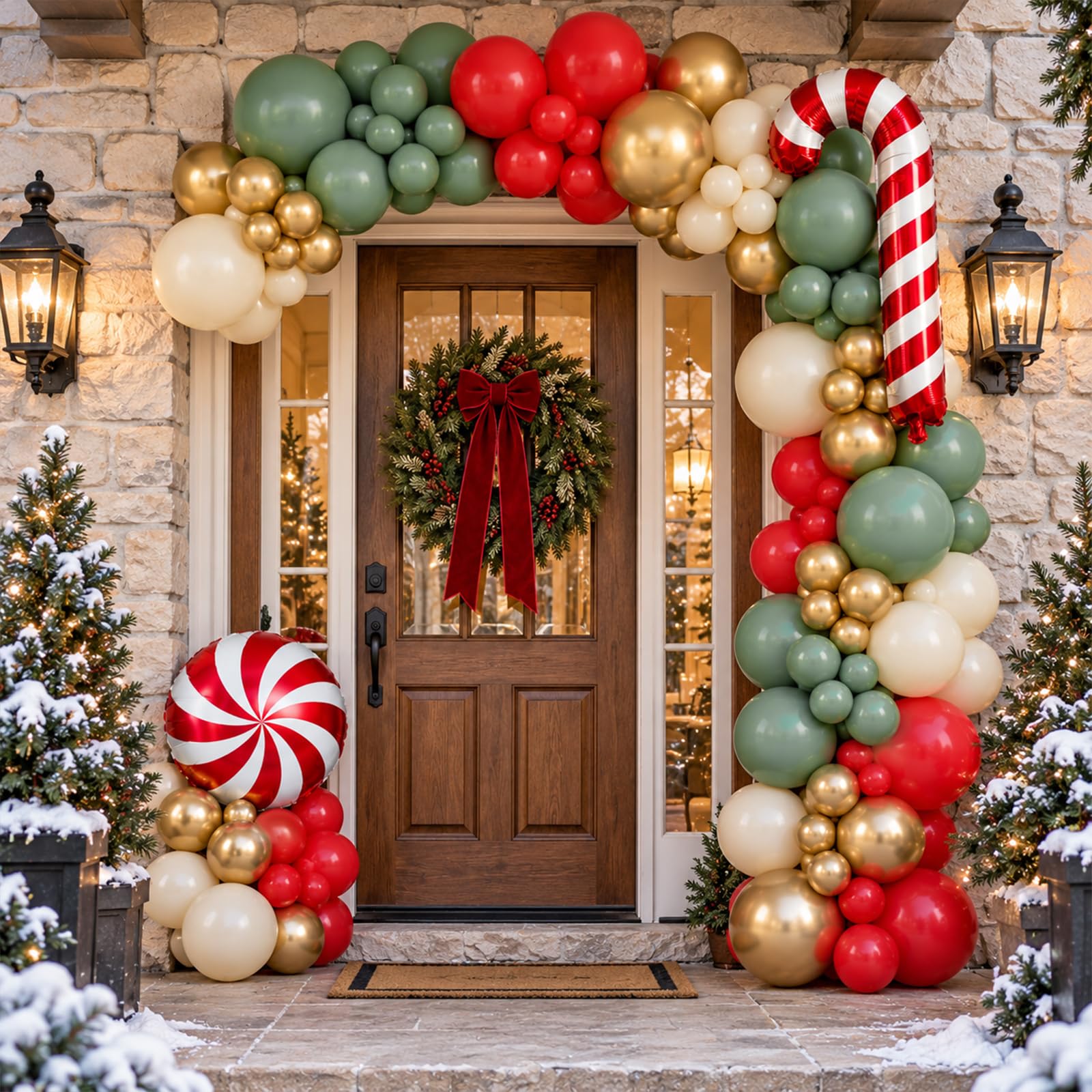 Froova Christmas Balloons, 12Inch Red Green Gold and Candy Cane Balloons