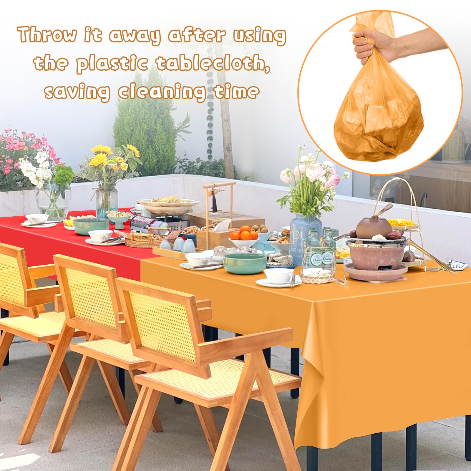 mwellewm 6Pc Plastic Table Cloth Disposable Tablecloth for Rectangle Tables