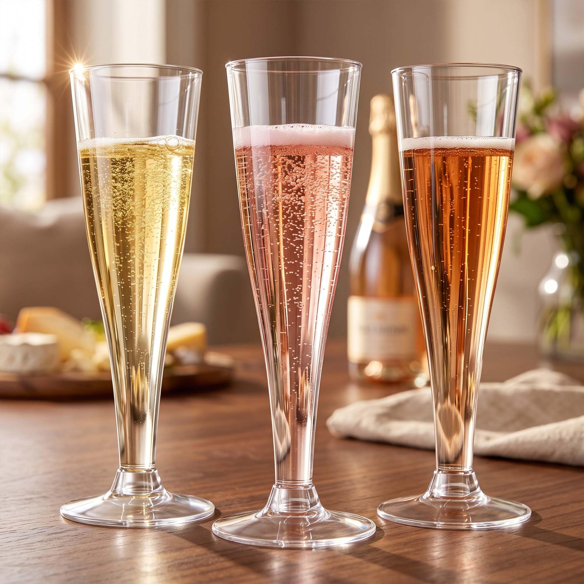 Lazyshine Plastic Champagne Flutes Disposable Wine Glasses, 40 Pack 4.5Oz Clear Cocktail Mimosa Cups for New Year Eve Party Supplies Wedding Engagement Decor, Copas De Plastico Para Brindis