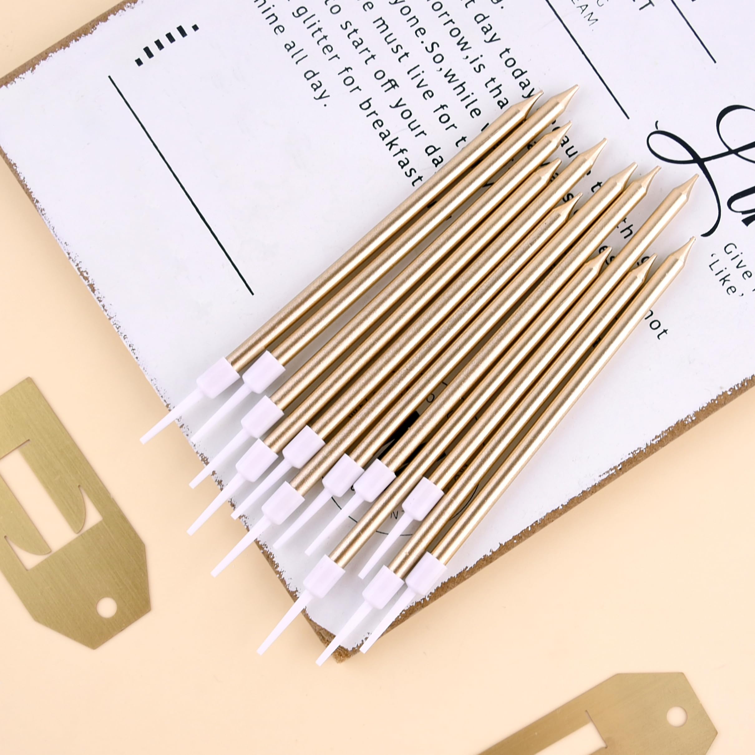 PHD CAKE Champagne Gold Long Thin Metallic Birthday Candles, Cake Candles, Birthday Parties, Wedding Decorations, Party Candles