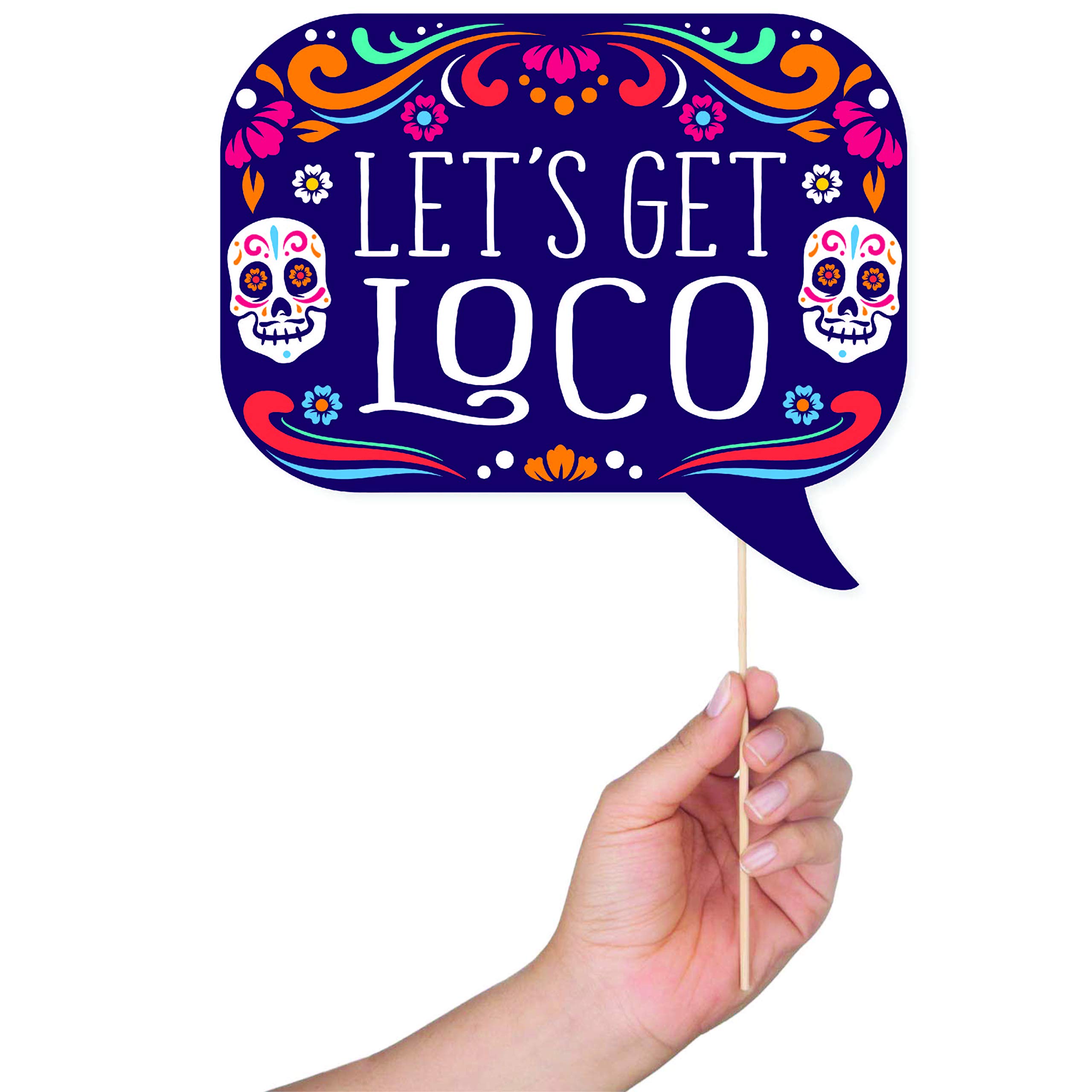 Fiesta Photo Booth Props - 41-pc Photobooth Kit with 8 x 10-Inch Sign, 60 Adhesive Pads, 45 Sticks - Mexican Photo Prop - Fiesta Props - Photo Booth Props Cinco de Mayo