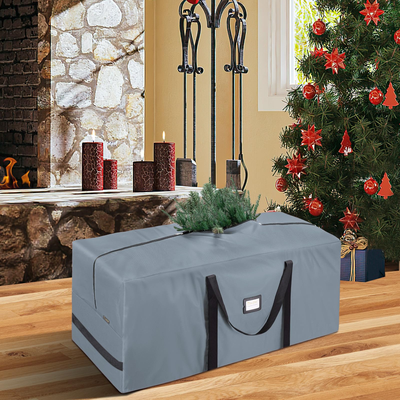 BALEINE 9 ft Christmas Tree Storage Bag, Heavy Duty 900D Oxford Fabric with Reinforced Handles and Dual Zippers Wide Opening, Extra Large Storage Container for Trees (Grey)