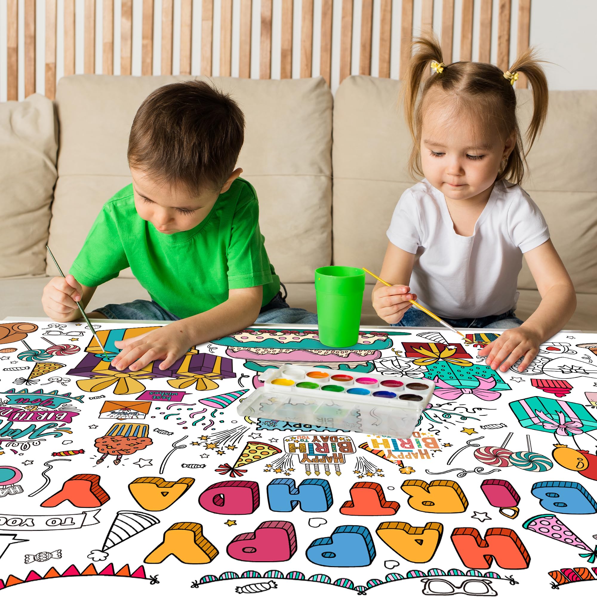 OHOME Mothers Day Giant Coloring Poster/Tablecloth - 30 x 72 Inches - Mothers Day Crafts for Kids Classroom - Happy Mothers Day Decorations from Daughter Son - Gifts from Kids