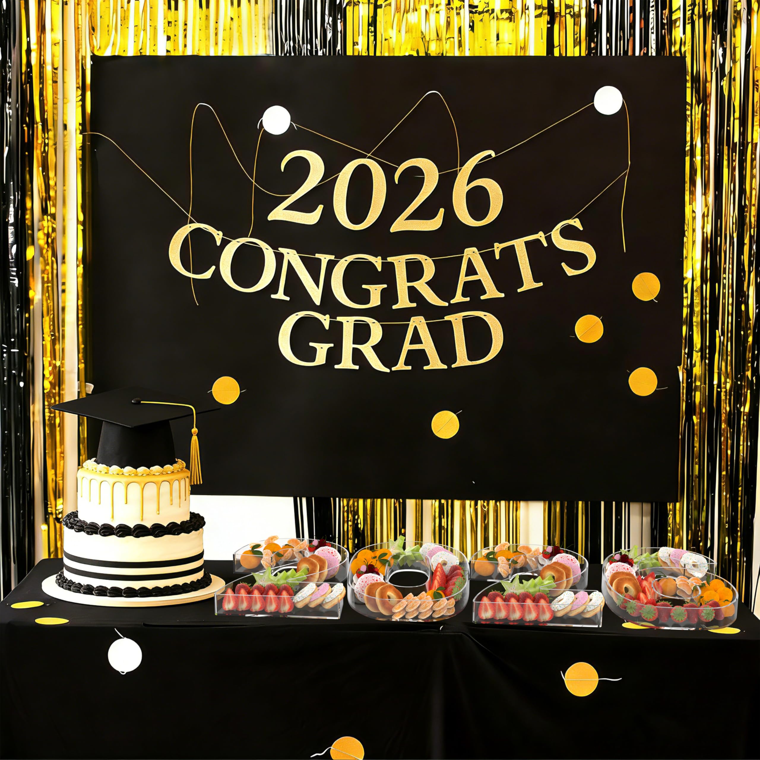 2026 Graduation Decorations, Graduation Centerpieces for Tables, 11" Acrylic Charcuterie Number Fillable Board for Chocolate Candy Snack, Food Serving Tray for Grad Party Supplies