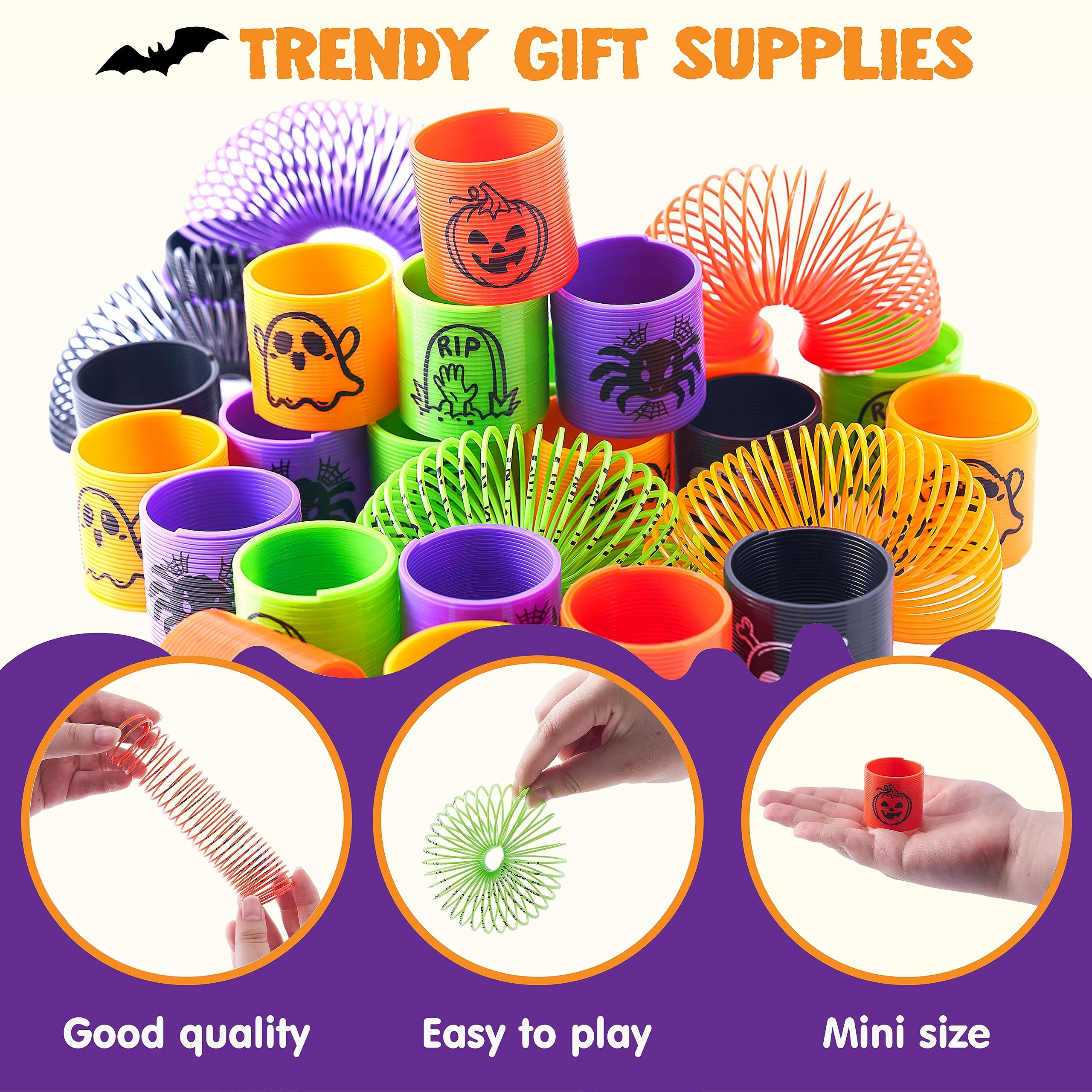 JOYIN 60 PCS Halloween Coil Spring for Kids, Mini Magic Springs Toys, Stress Coils Toy for Halloween Party Favors, Trick or Treat Bags Stuffers, Classroom Exchange, Carnival Game Prizes