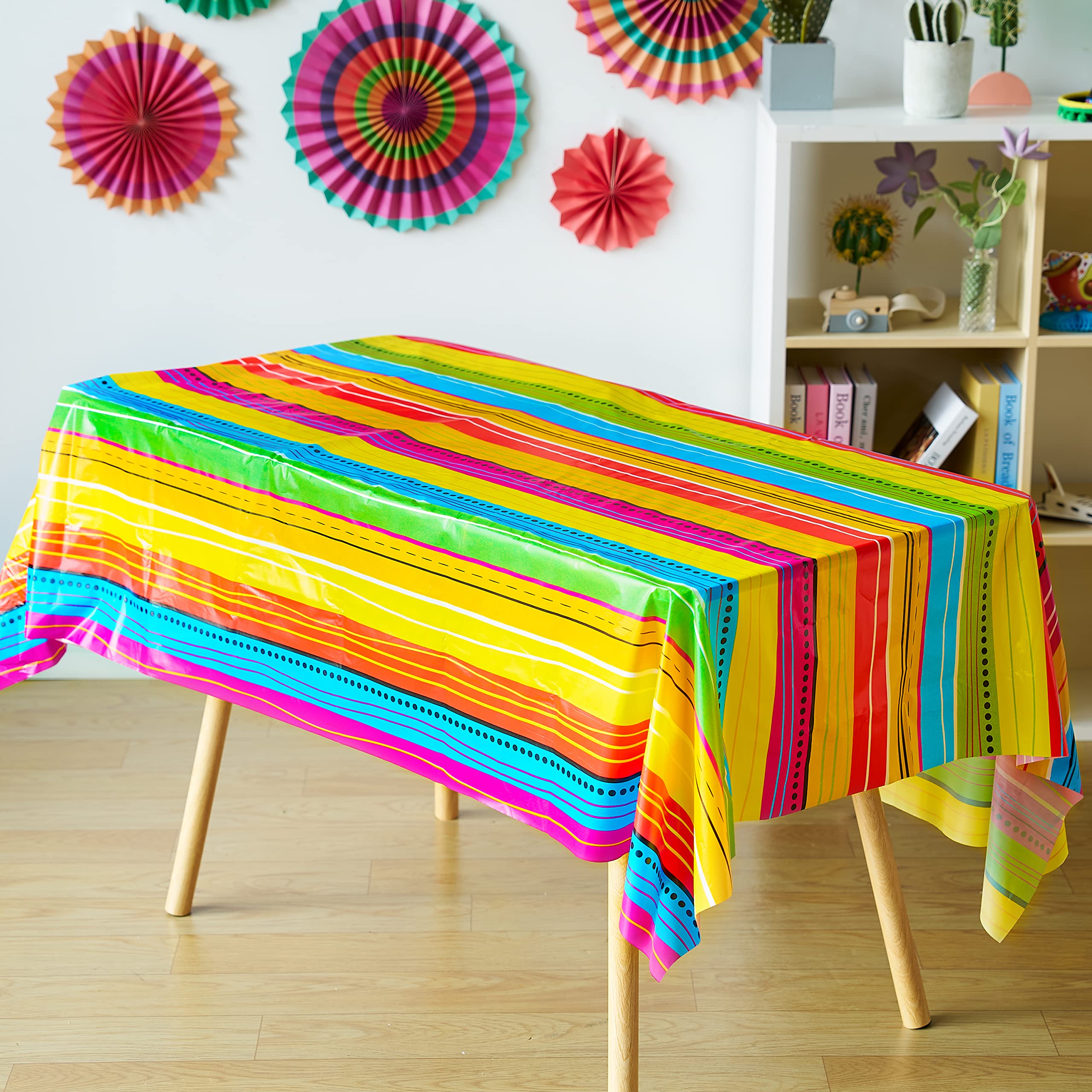 JOYIN 6 pcs Cinco De Mayo Printed Plastic Tablecover w/Multi Color Style (54 x 108 INCHES) for Fiesta, Taco Night, Birthday, and Mexican Themed Party