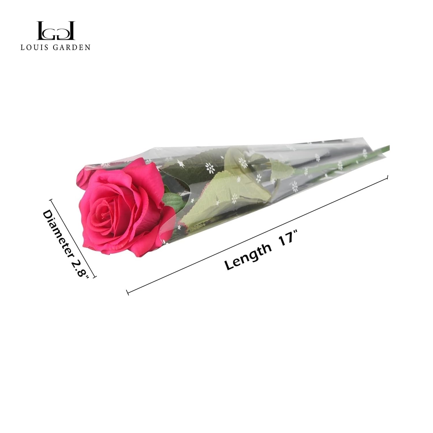LG LOUIS GARDEN Red Rose Artificial Flowers, 1Pc 17" Single Red Rose for Valentine's Mother's Day Home Decor Centerpieces Party Wedding Anniversary Decorations