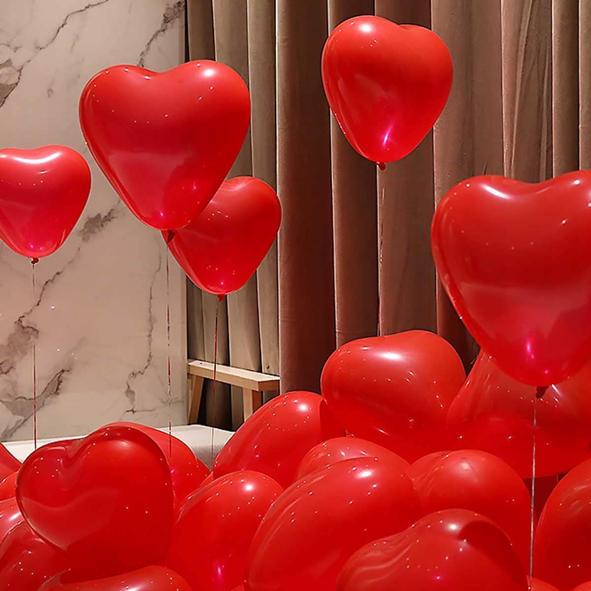 STIMULATE SZXXZZMY 50 6-inch red Heart Balloons Latex,18-inch 10Pcs red Heart Balloons Foil ,42-inch 1Pcs red Love Balloon,Red Petals Kit for Valentines Day,Propose Marriage,Wedding Party.…
