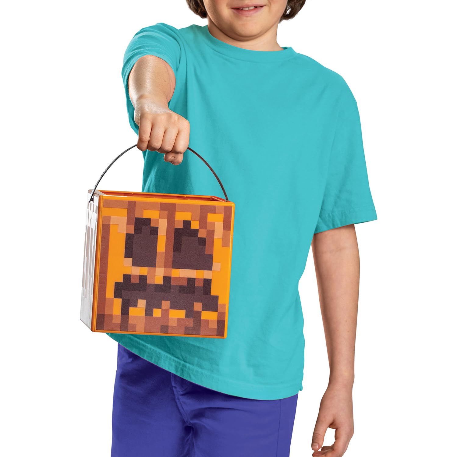 Disguise Minecraft Jack O' Lantern Treat Pail, Official Candy Bucket Costume Accessory for Kids & Décor, 7x7x7 inches