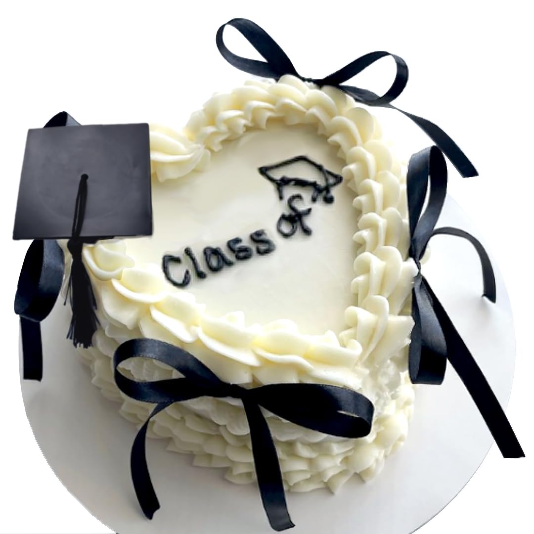 Class of Cake Topper Congrats Bow Birthday Decoration with Graduation cap Bows for Graduation Bow for Congrats Themed Party (Black)