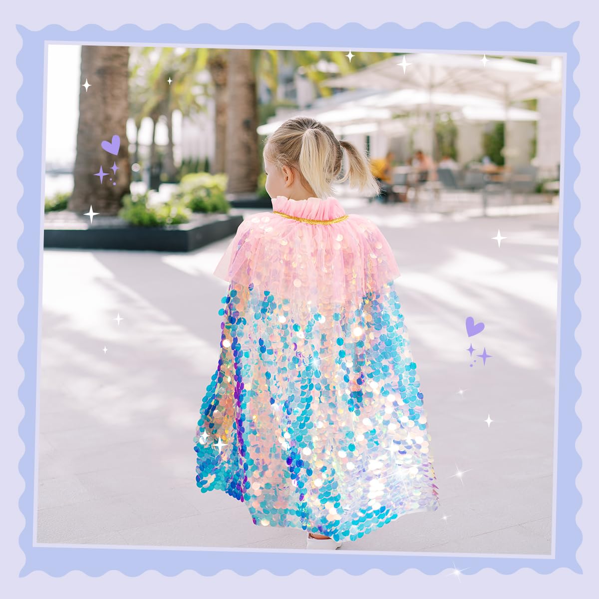 Meland Princess Dress Up for Girls 3-8, Mermaid Cape with Crown, Dress Up Clothes for Girls Birthday Gift, Christmas, Halloween Role Play Costumes, Toys for Kids Toddlers Pretend Play
