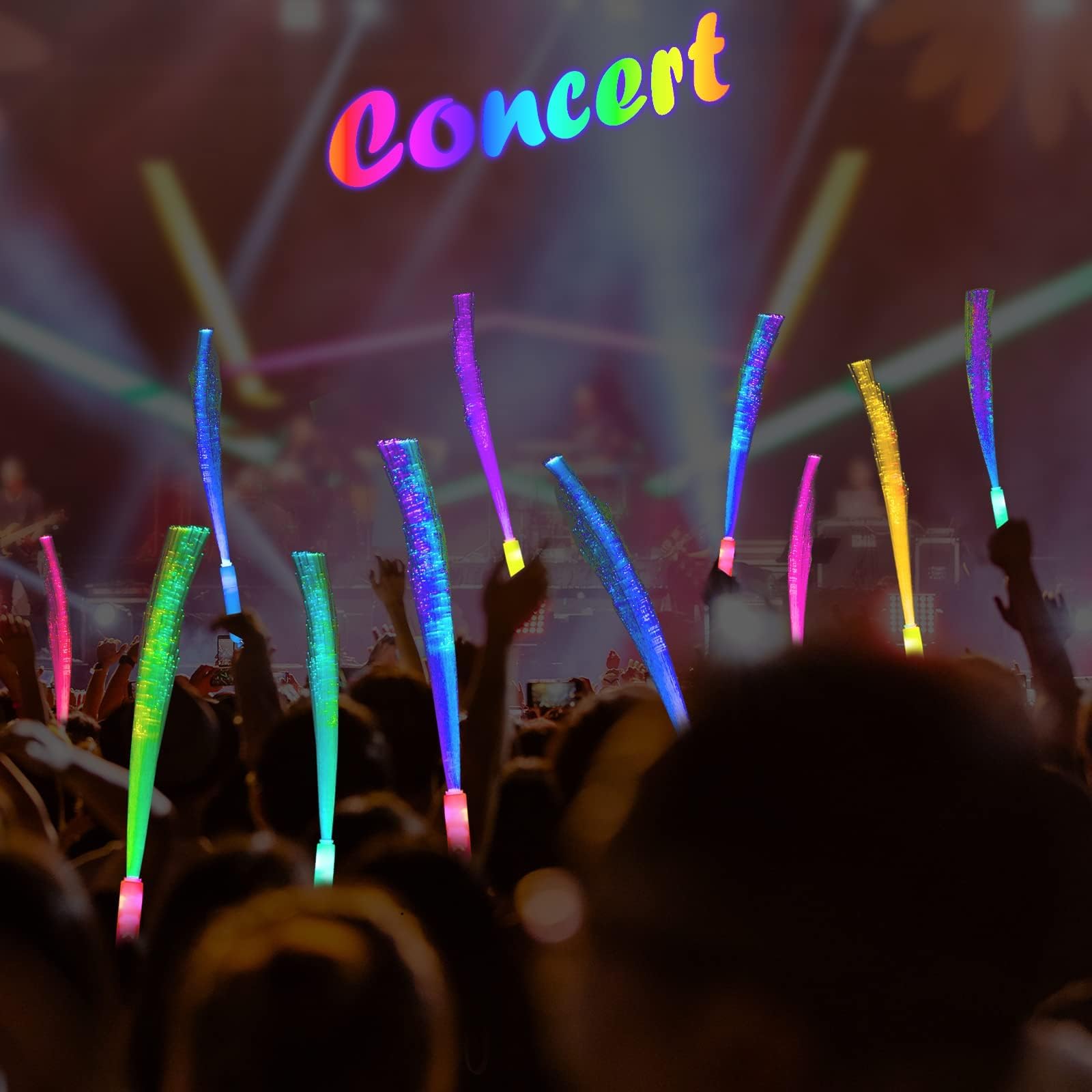 BouQuw 50 Pack Glow Sticks Bulk,Mardi Gras Party Supplies ,3 Models Flashing Sticks, Fiber Optic Wands Light up Sticks Fit Birthday Halloween Christmas New Year Eve Graduations