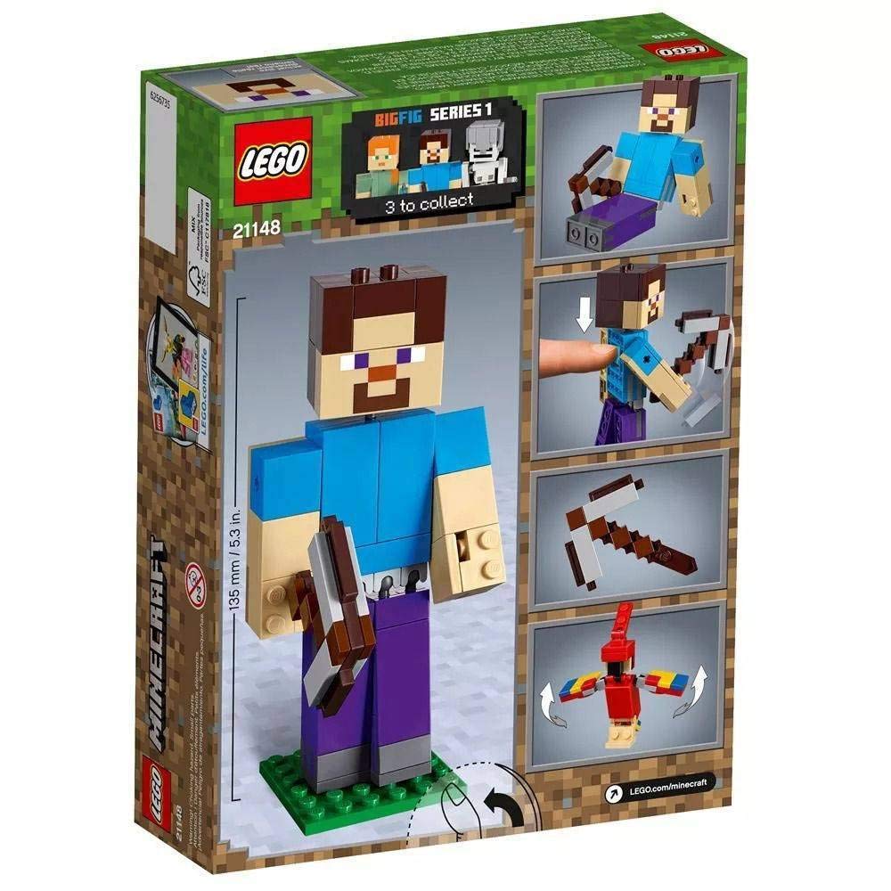 LEGO Minecraft Steve BigFig with Parrot 21148 Building Kit (159 Pieces)