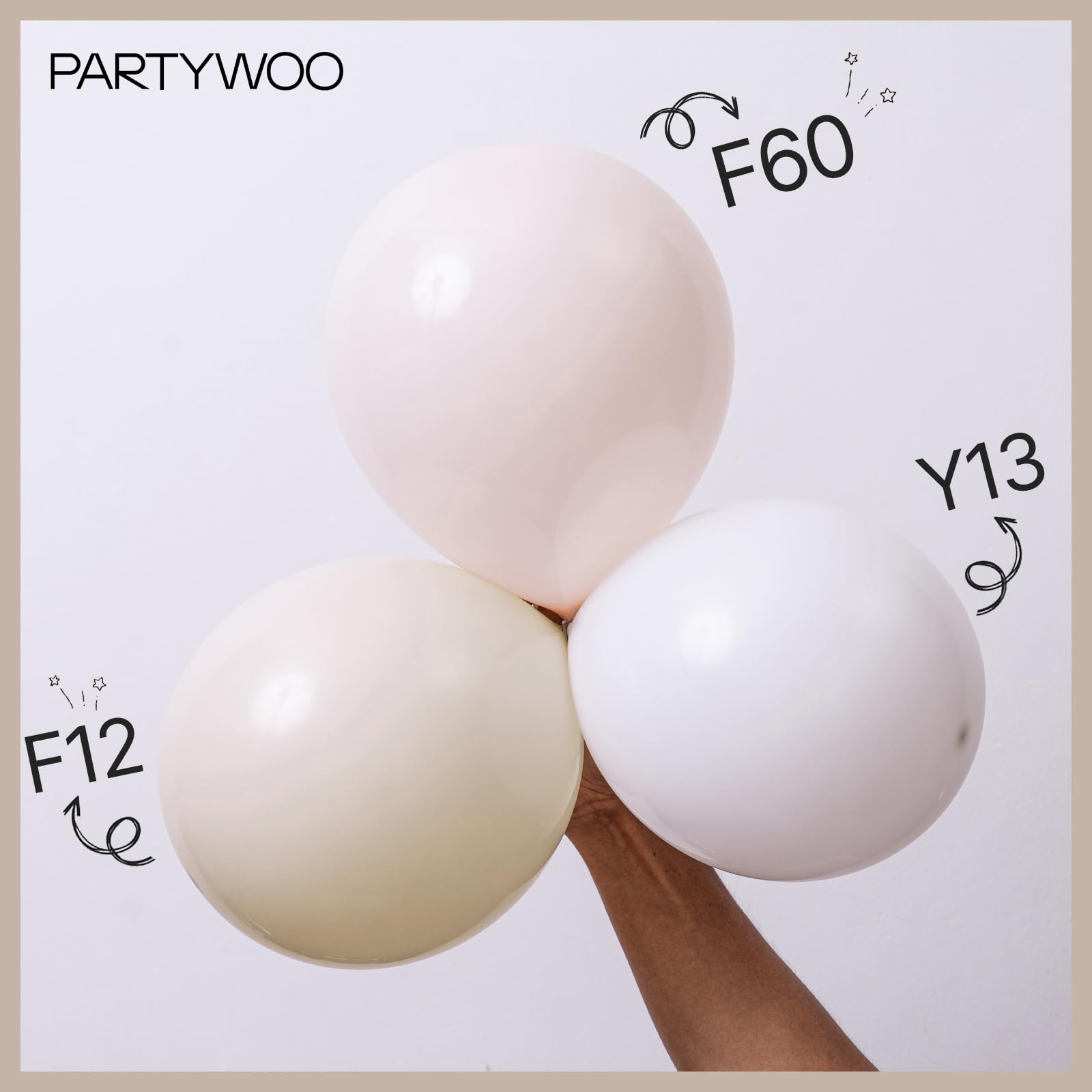 PartyWoo White and Gold Balloon Arch Kit Garland 152pcs Different Sizes of 18 12 10 5 Inch Off White Sand Metallic Gold Boho Balloons for Baby Shower Graduation Wedding Birthday Party Decorations